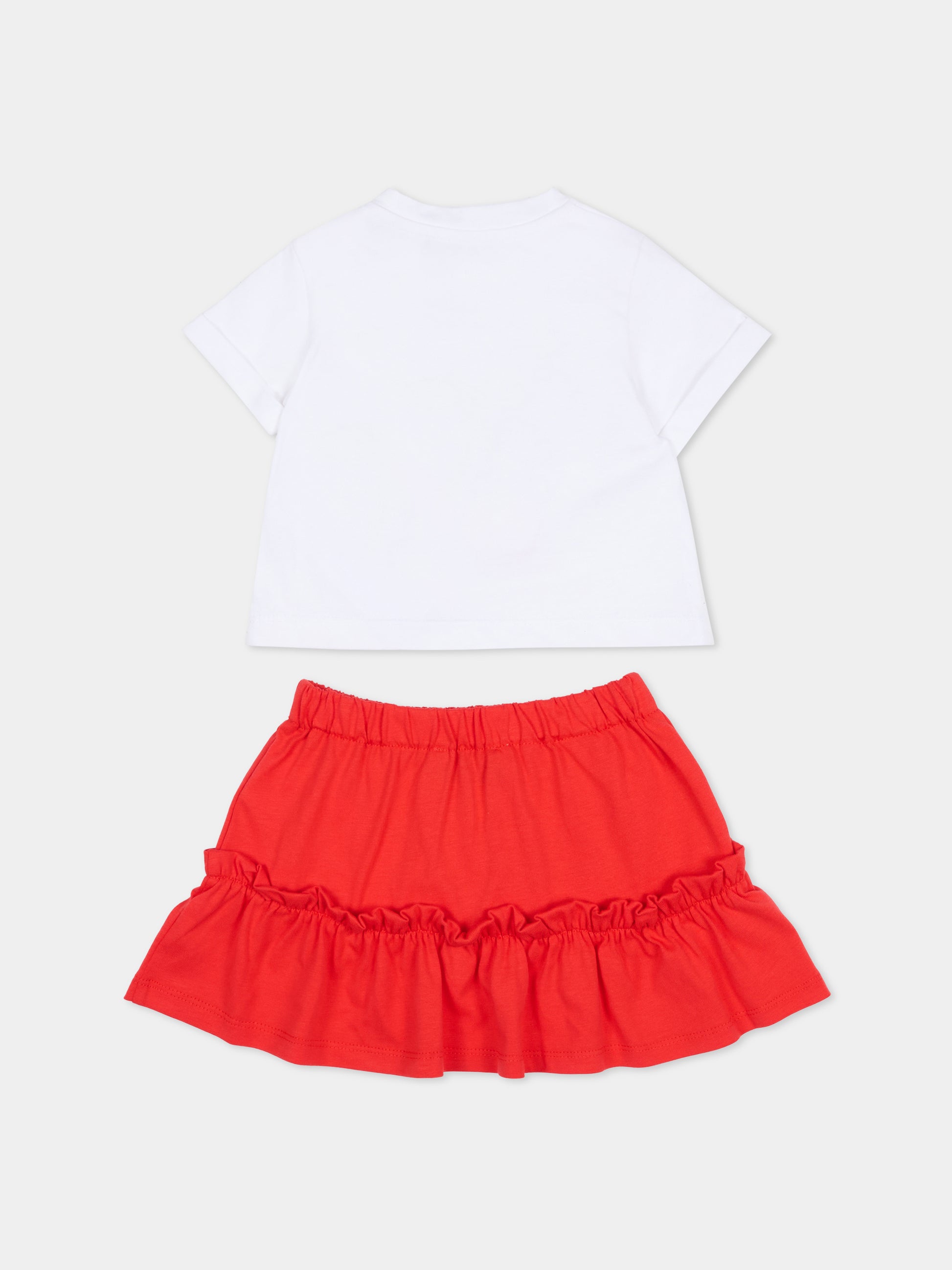 Completo rosso per neonata con Teddy Bear e ciliegie,Moschino Kids,MDG01T LAA02 82298