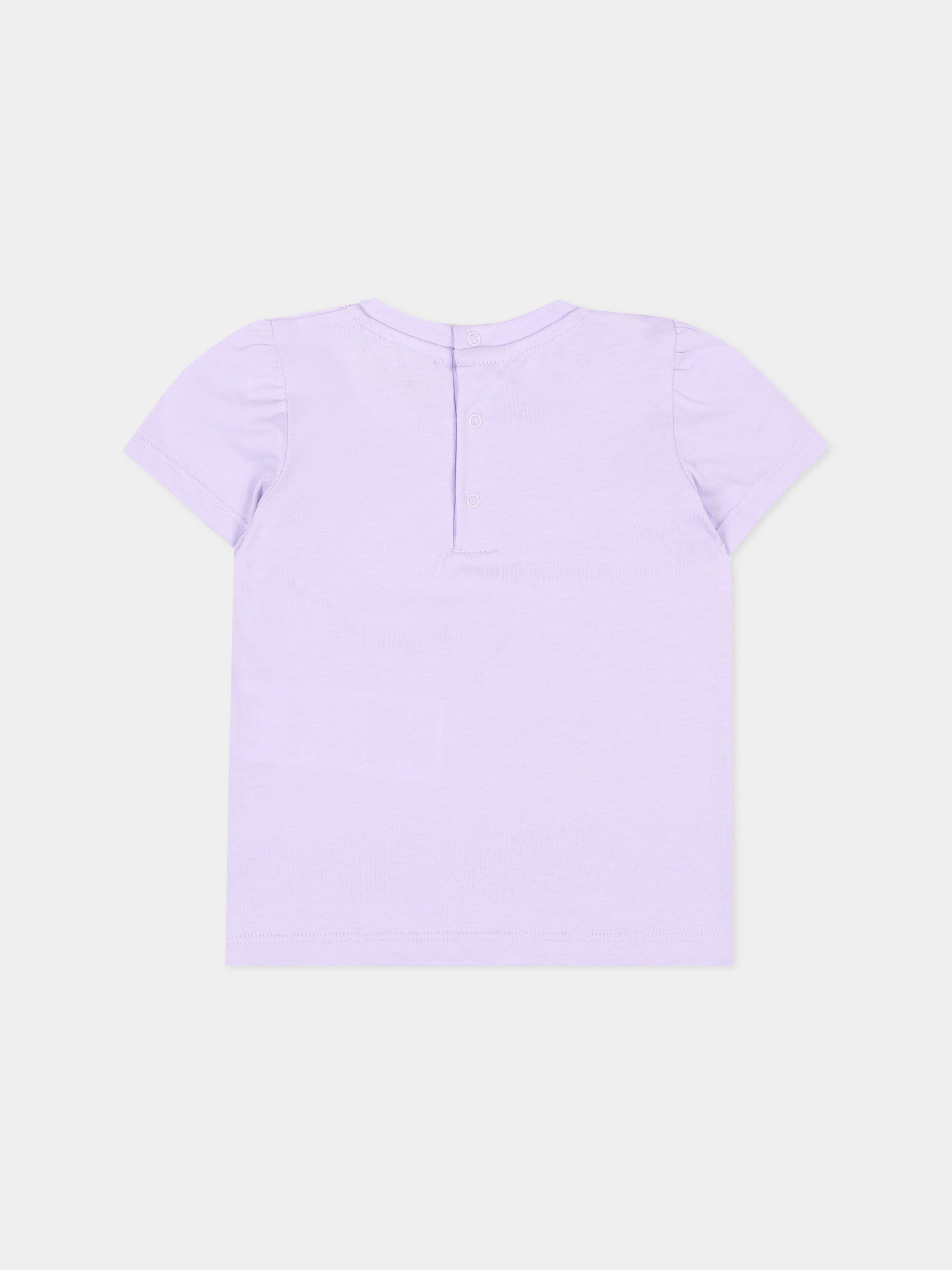 T-Shirt lilla per neonata con Teddy Bear,Moschino Kids,MDM03N LAA02 51683