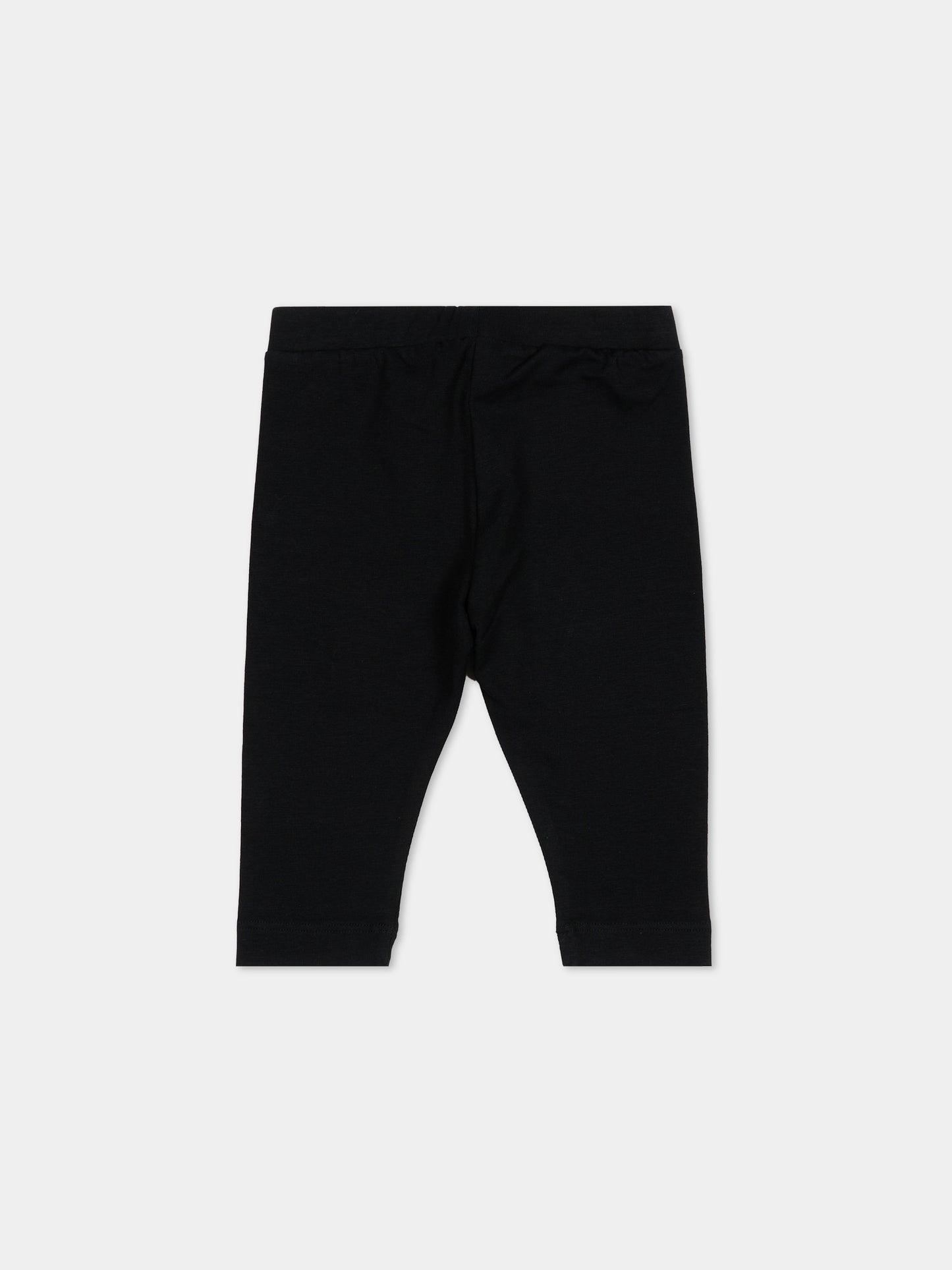 Leggings nero per neonata con logo,Moschino Kids,MDP03K LBA00 60100