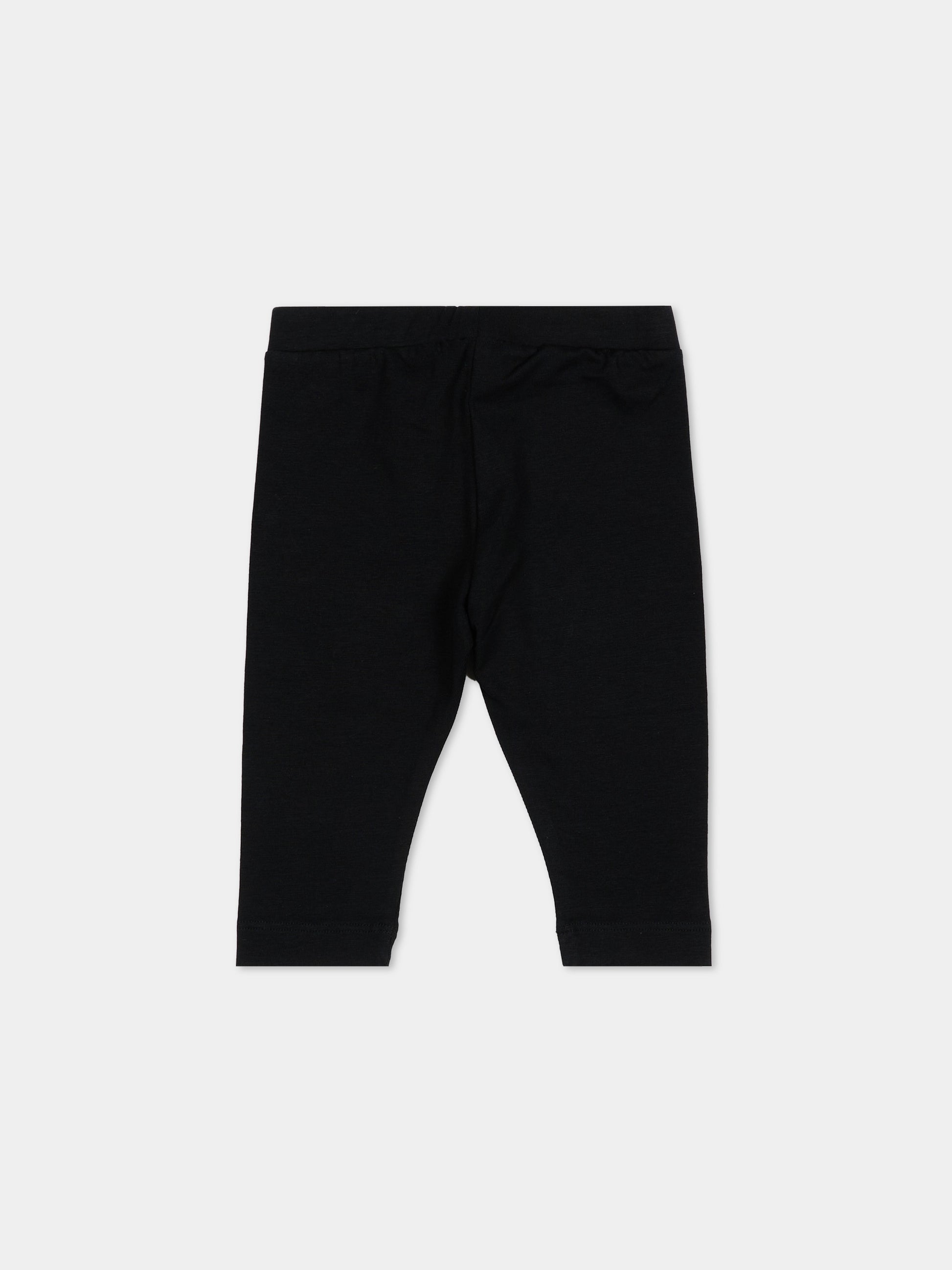 Leggings nero per neonata con logo,Moschino Kids,MDP03K LBA00 60100
