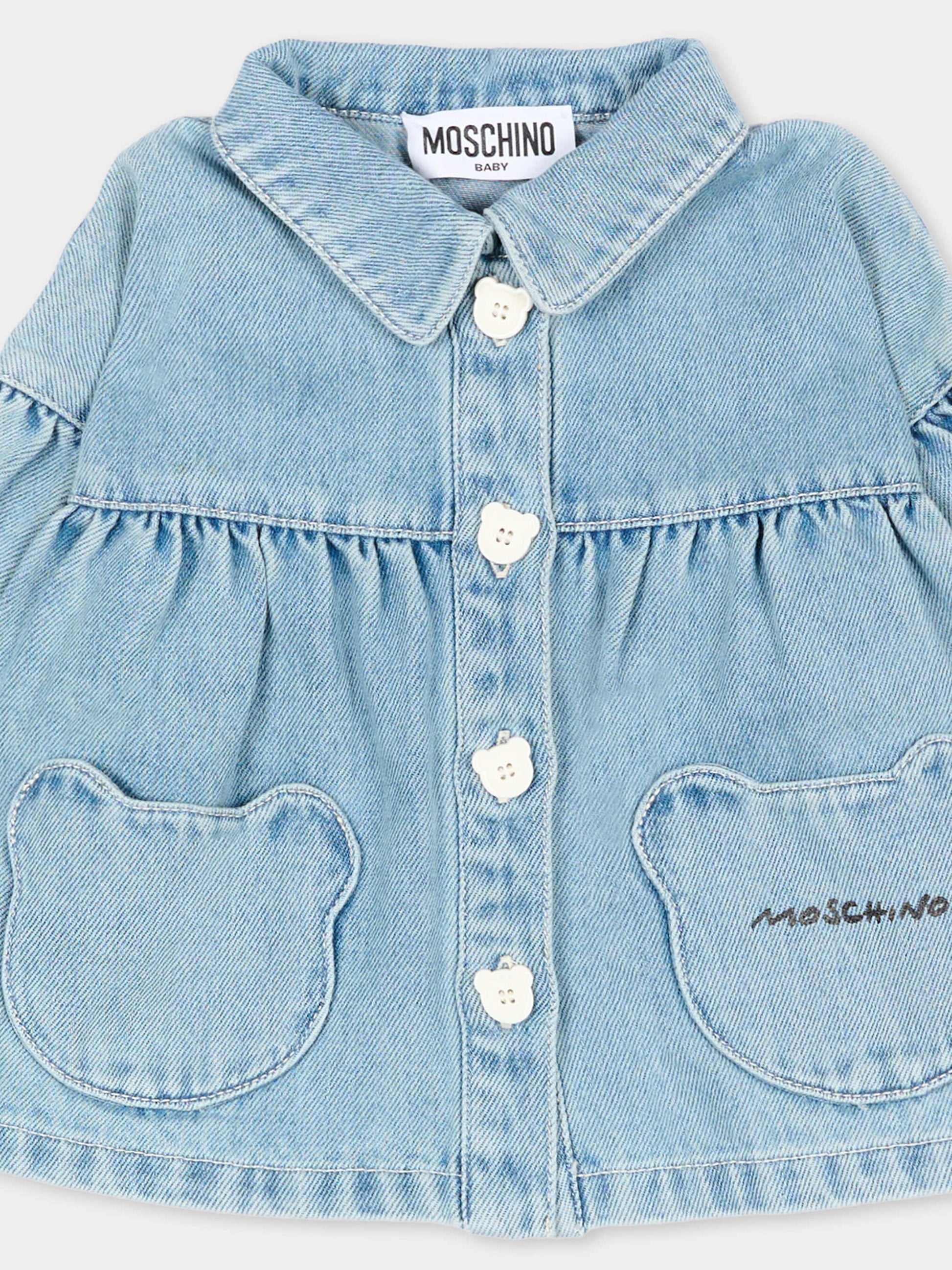 Giubbotto di jeans per neonata con logo,Moschino Kids,MDS02K L0E34 40186