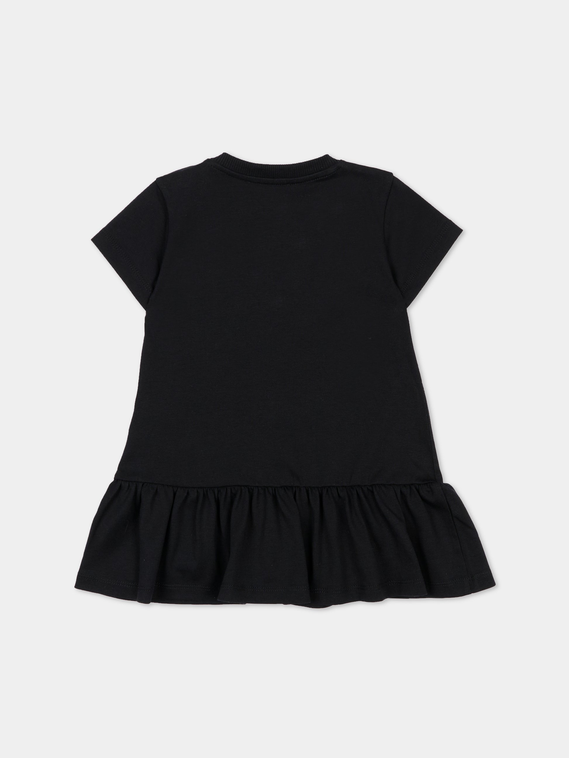 Vestito nero per neonata con Teddy Bear e cuore,Moschino Kids,MDV0DJ LAA02 60100