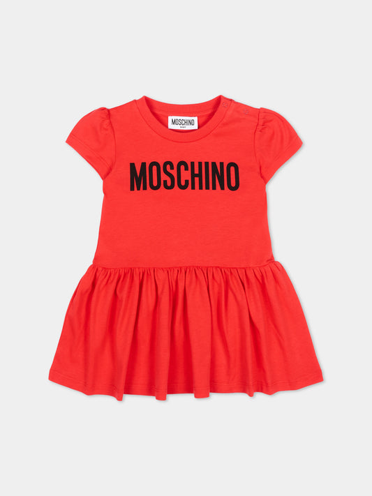 Vestito rosso per neonata con logo,Moschino Kids,MDV0DM LAA02 50109