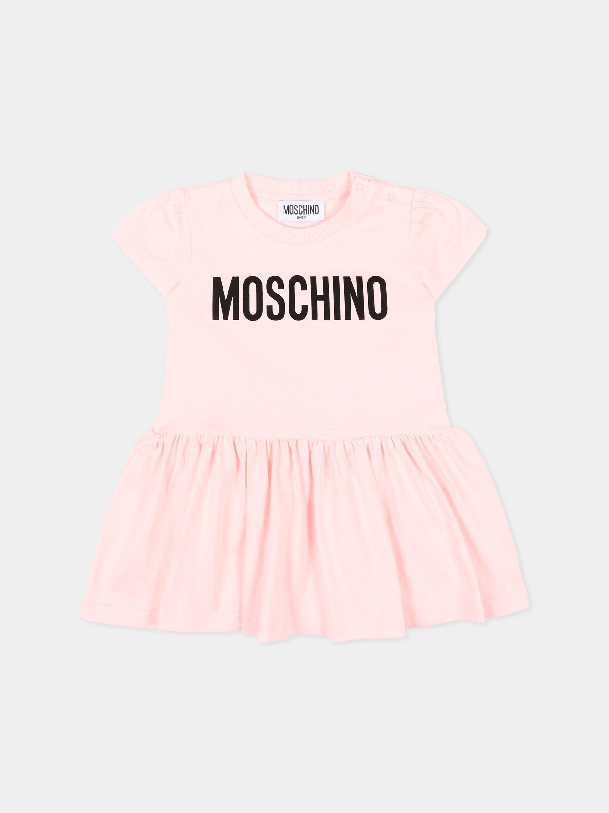 Vestito rosa per neonata con logo,Moschino Kids,MDV0DM LAA02 50209