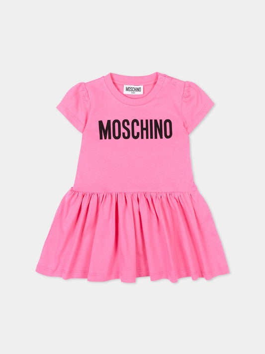 Vestito fucsia per neonata con logo,Moschino Kids,MDV0DM LAA02 50533