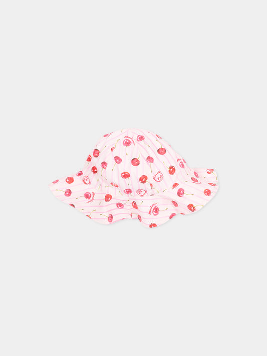 Cloche rosa per neonata con stampa ciliegie,Moschino Kids,MDX028 LLB66 83658