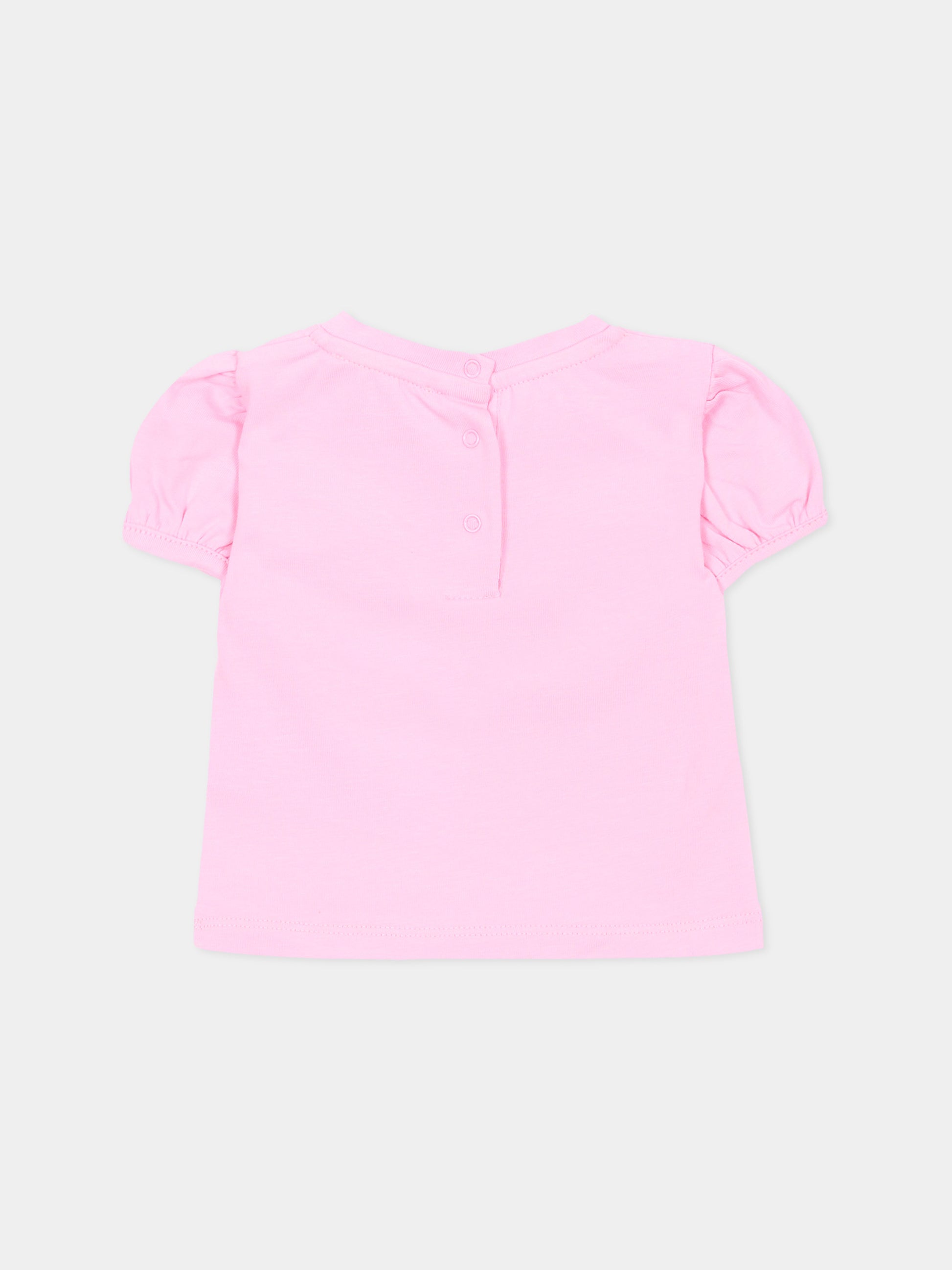 T-shirt rosa per neonata con Teddy Bear,Moschino Kids,MLM02B LBA00 51473