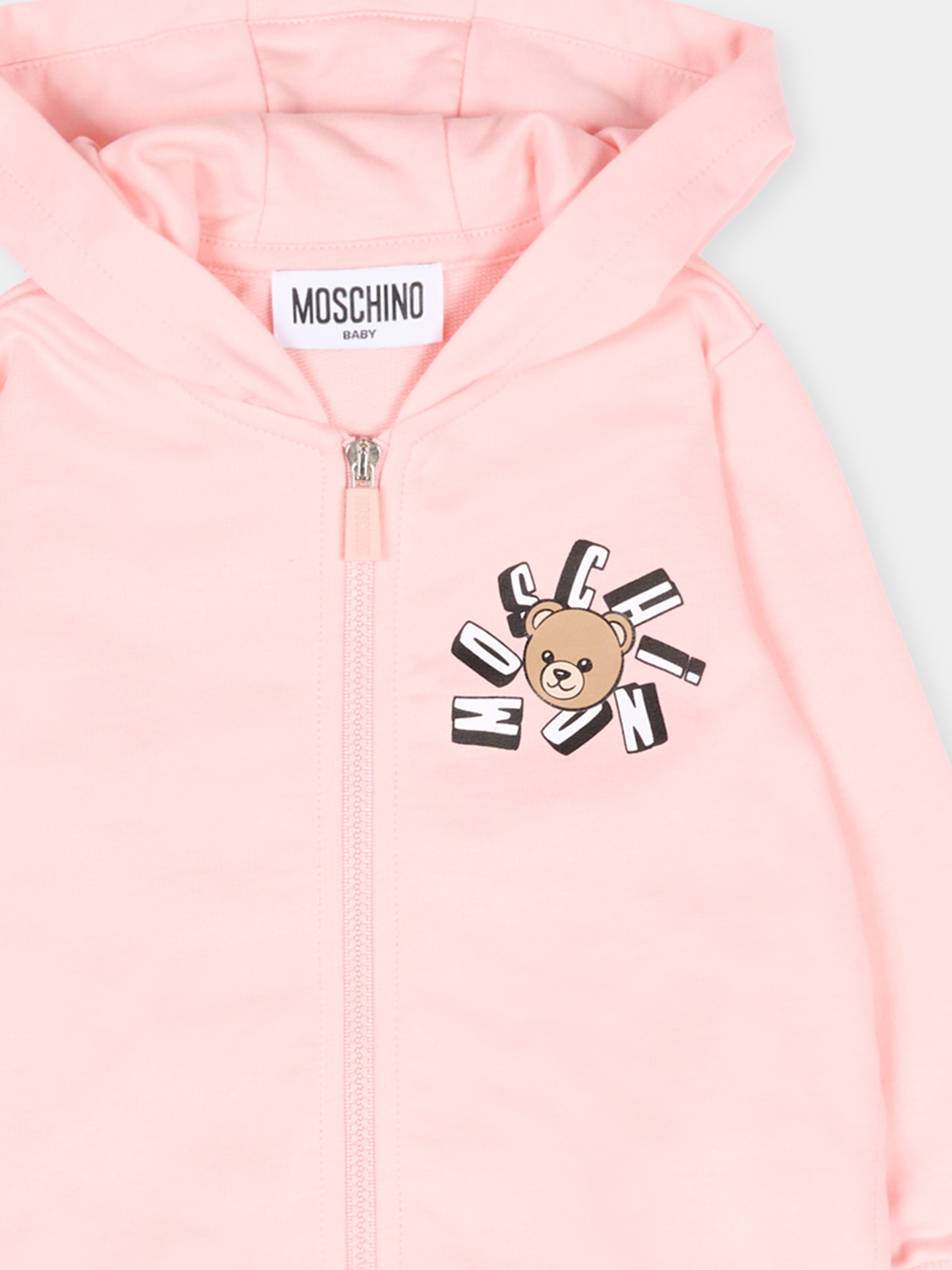 Completo sportivo rosa per neonata con Teddy Bear,Moschino Kids,MMK05D LCA19 50209
