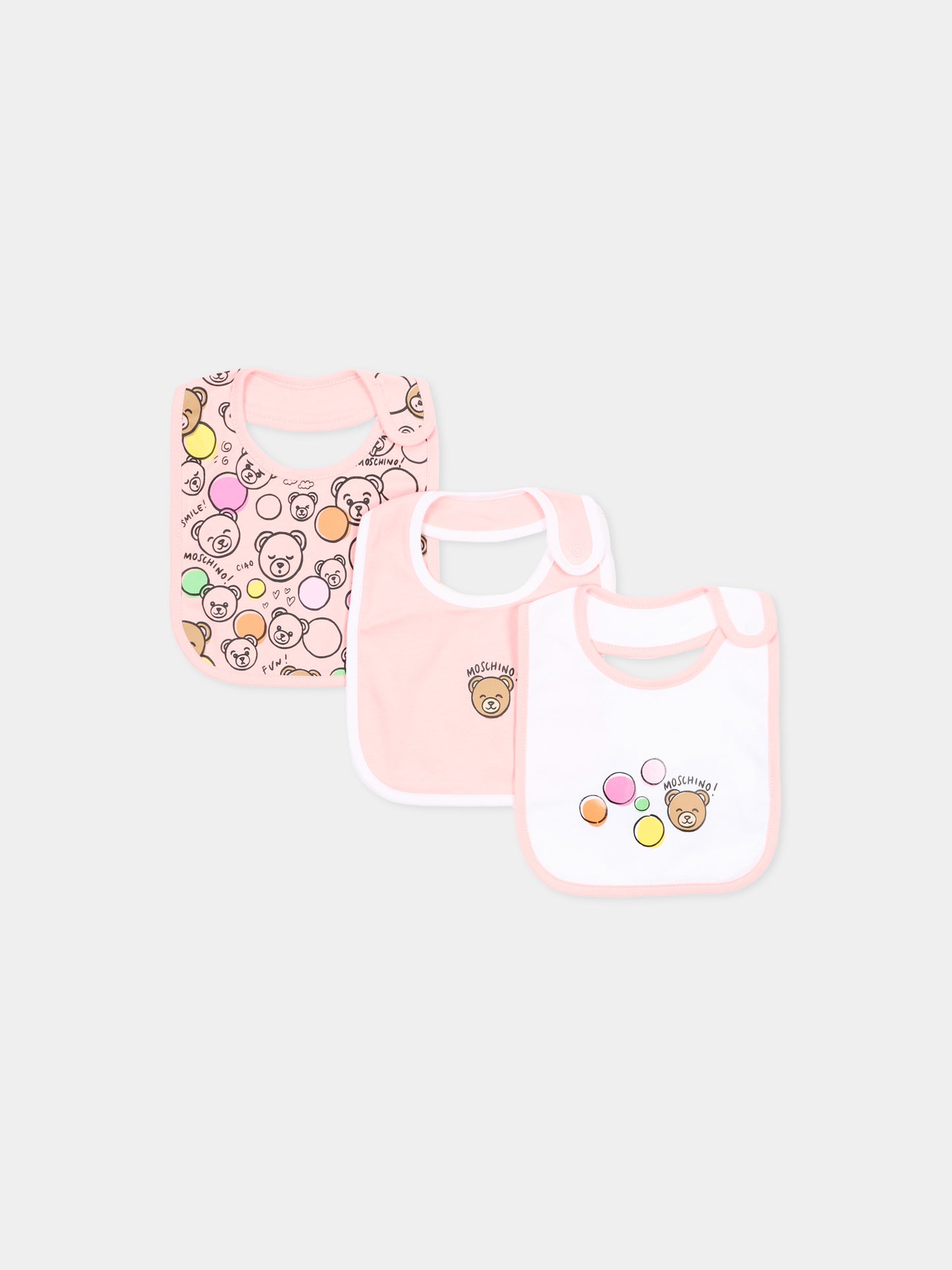 Set bavaglini multicolor per neonati con Teddy Bear,Moschino Kids,MMY062 LAB5A 83681