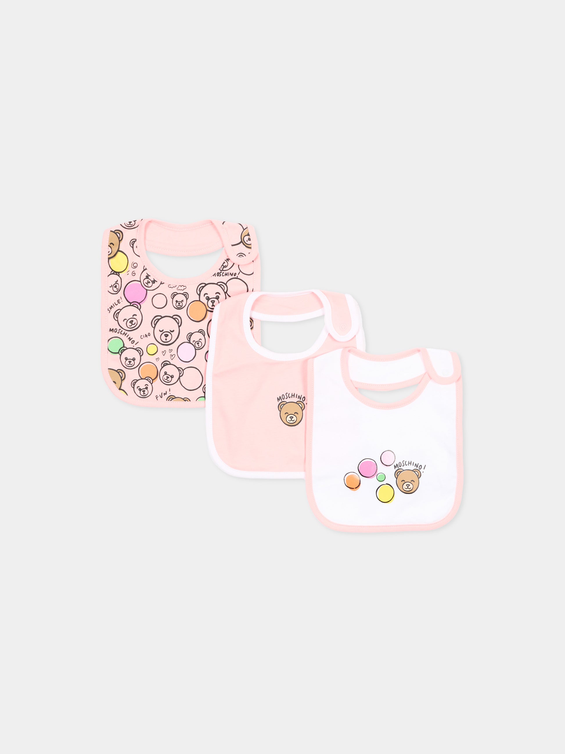 Set bavaglini multicolor per neonati con Teddy Bear,Moschino Kids,MMY062 LAB5A 83681