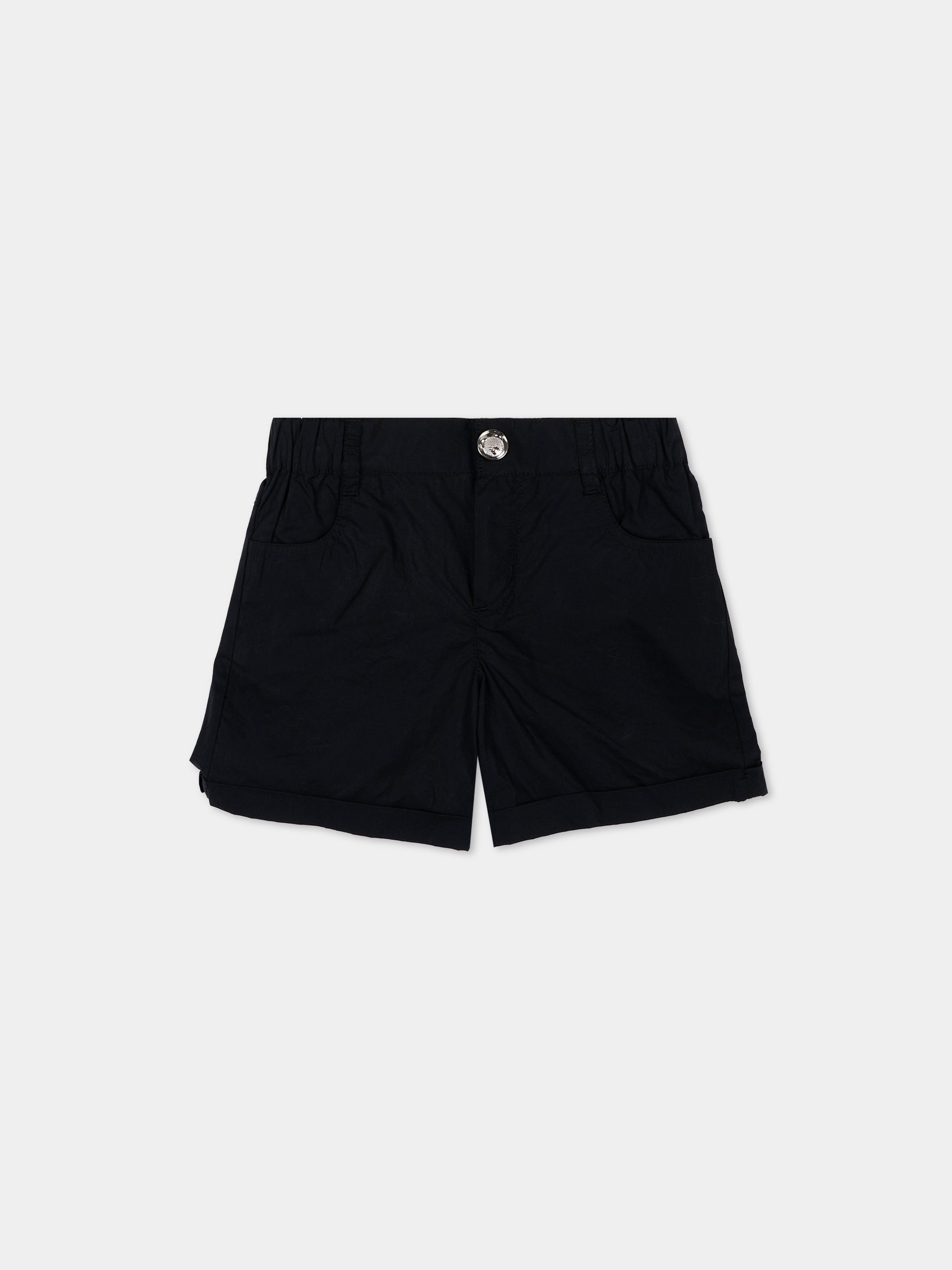 Shorts neri per neonati con logo,Moschino Kids,MNQ00R LLA10 60100