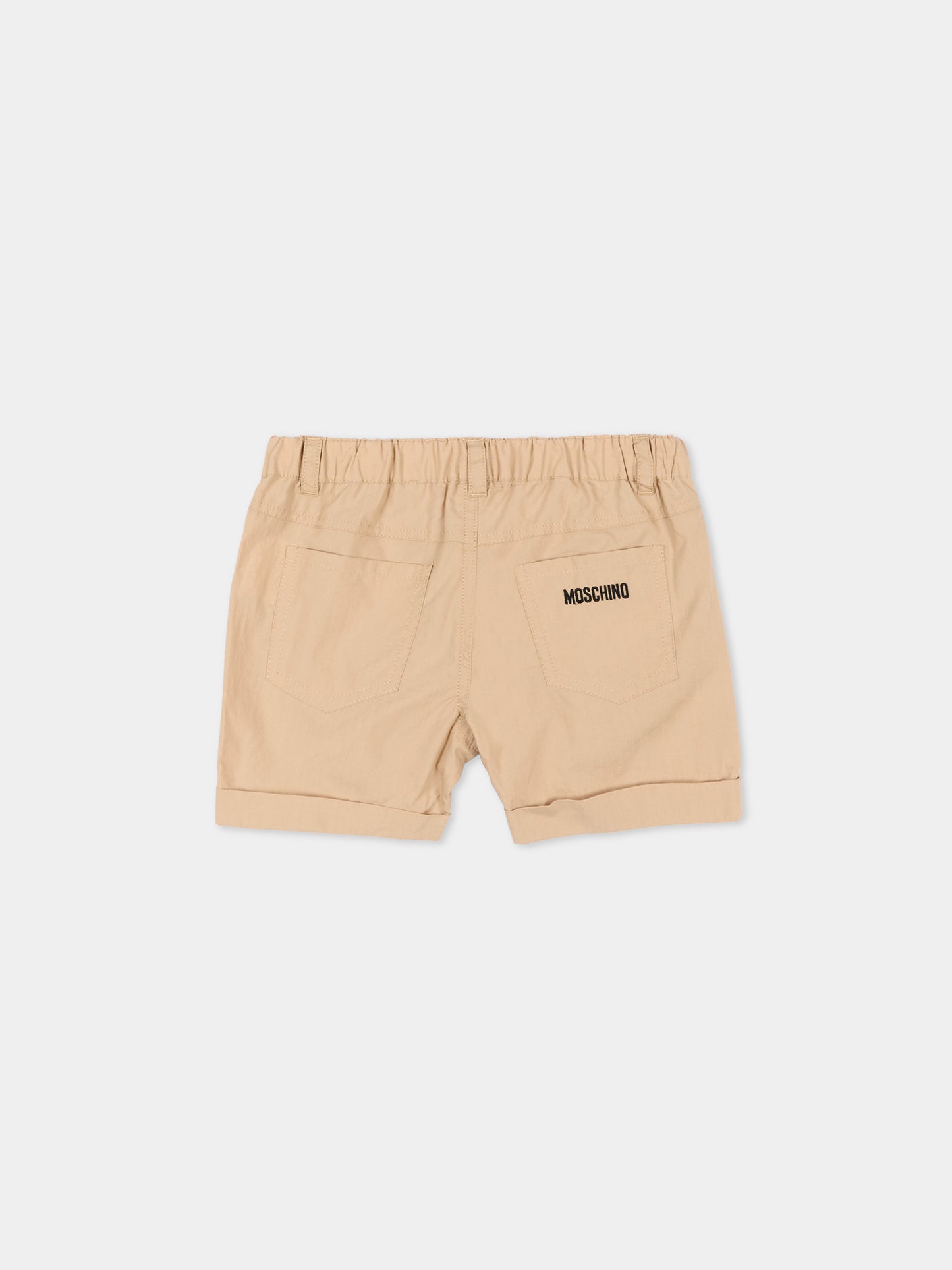 Shorts beige per neonati con logo,Moschino Kids,MNQ00R LLA10 20829