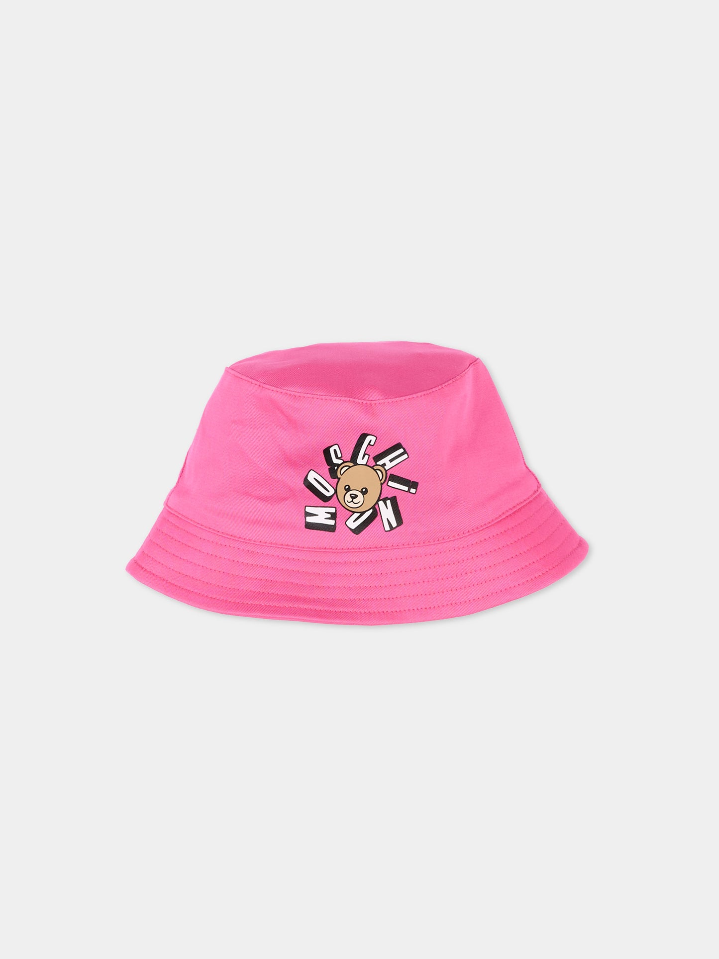 Cloche fucsia per neonata con logo,Moschino Kids,MNX057 LPA01 50533