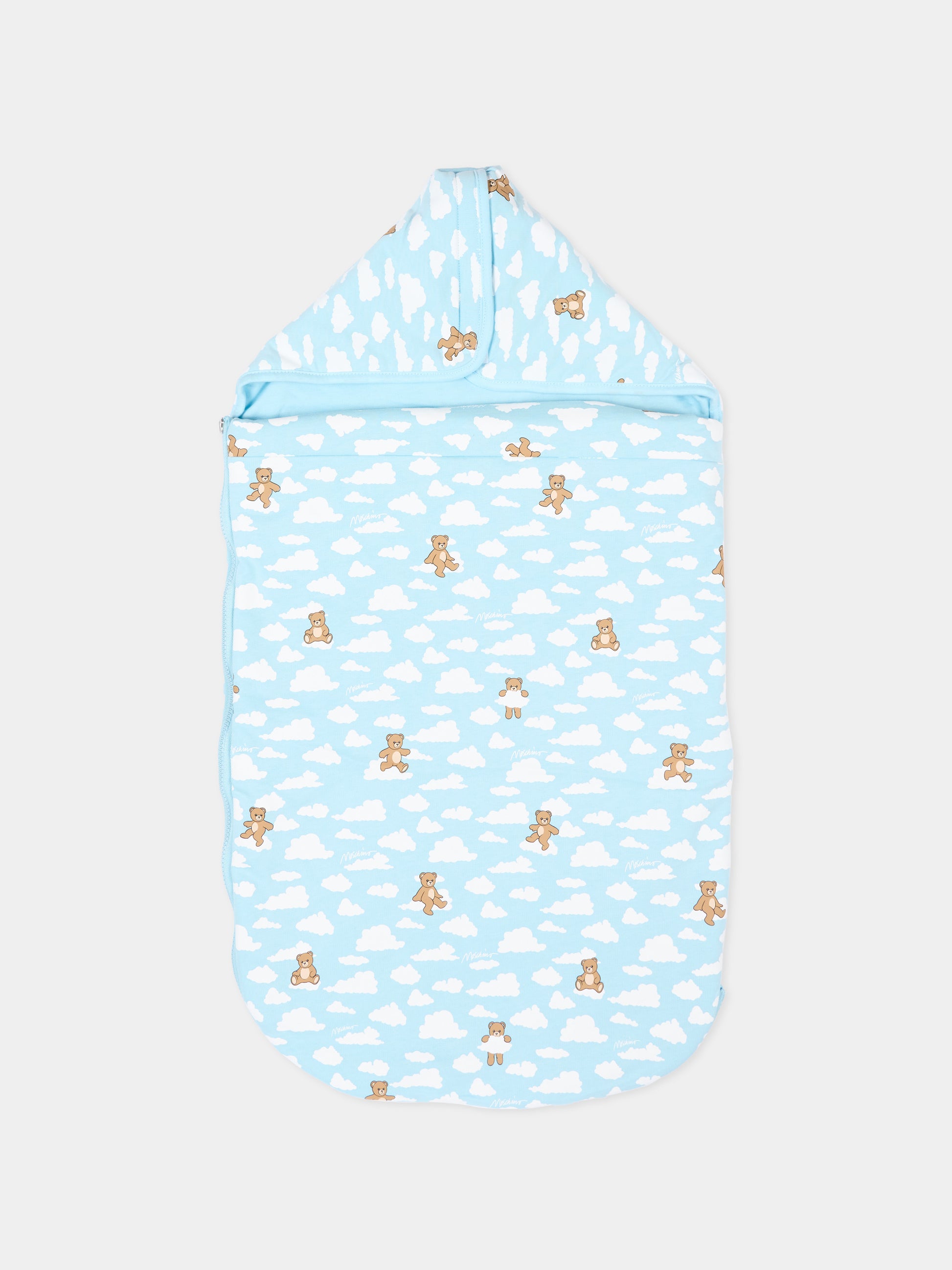 Sacco nanna celeste per neonato con Teddy Bear,Moschino Kids,MOE00P LCA19 40304
