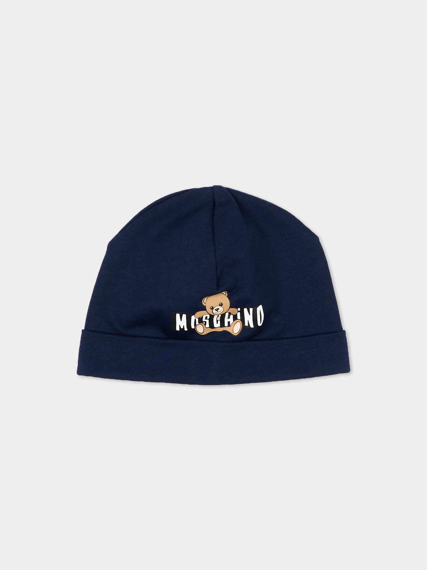 Set tutina blu per neonati con logo,Moschino Kids,MOY03I LCA19 40016