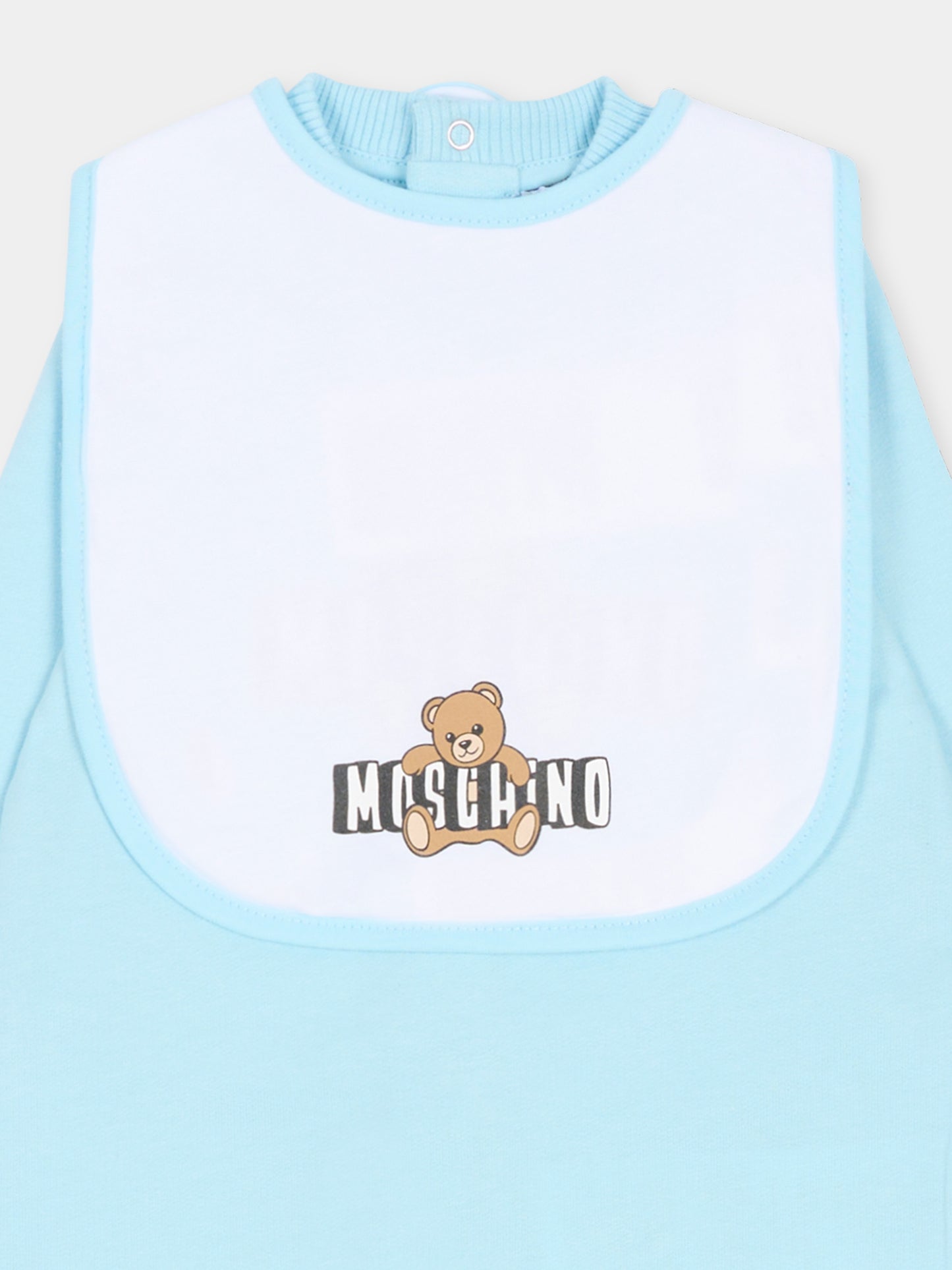 Set tutine celeste per neonato con Teddy Bear,Moschino Kids,MOY03I LCA19 40304