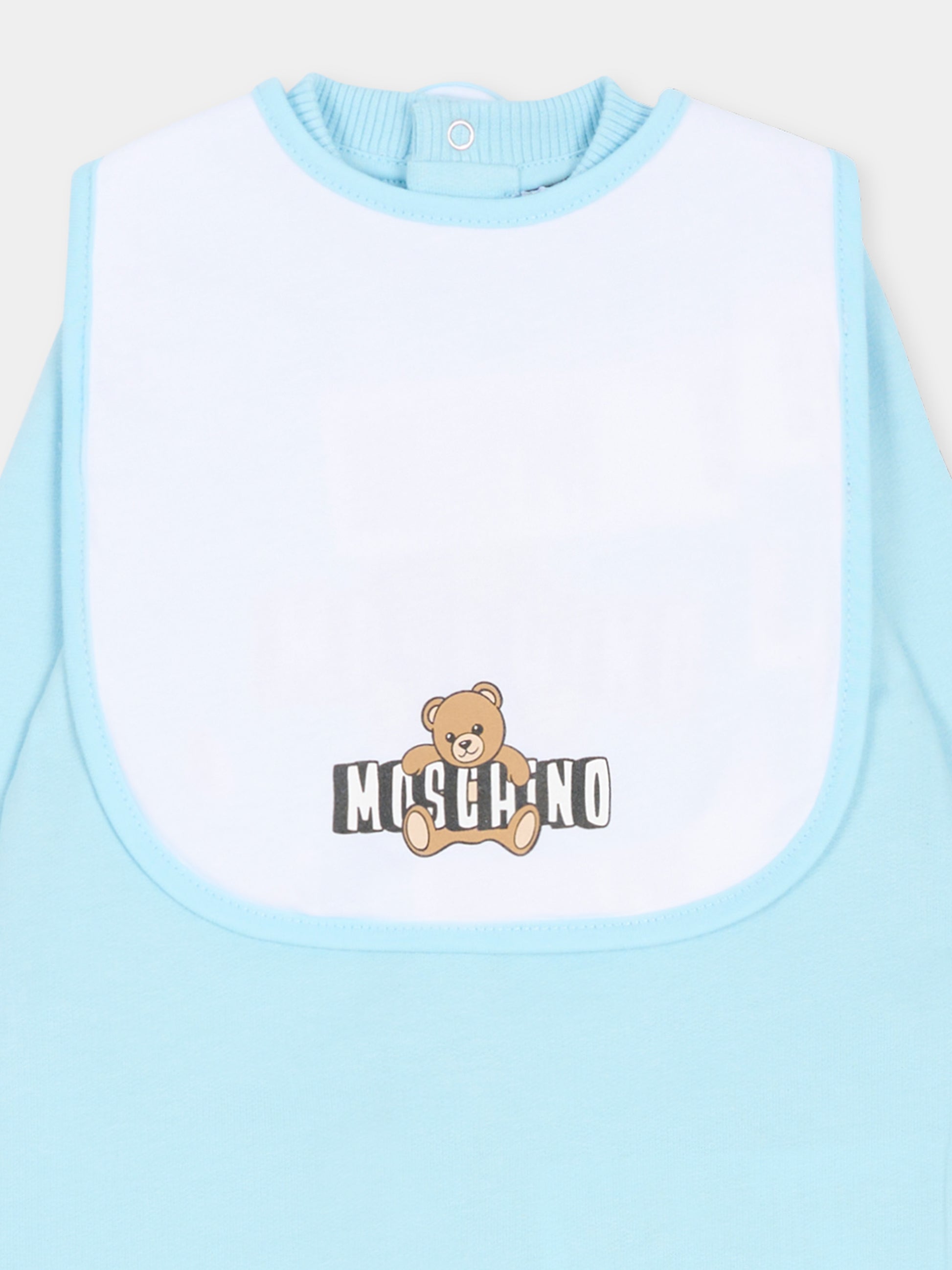 Set tutine celeste per neonato con Teddy Bear,Moschino Kids,MOY03I LCA19 40304