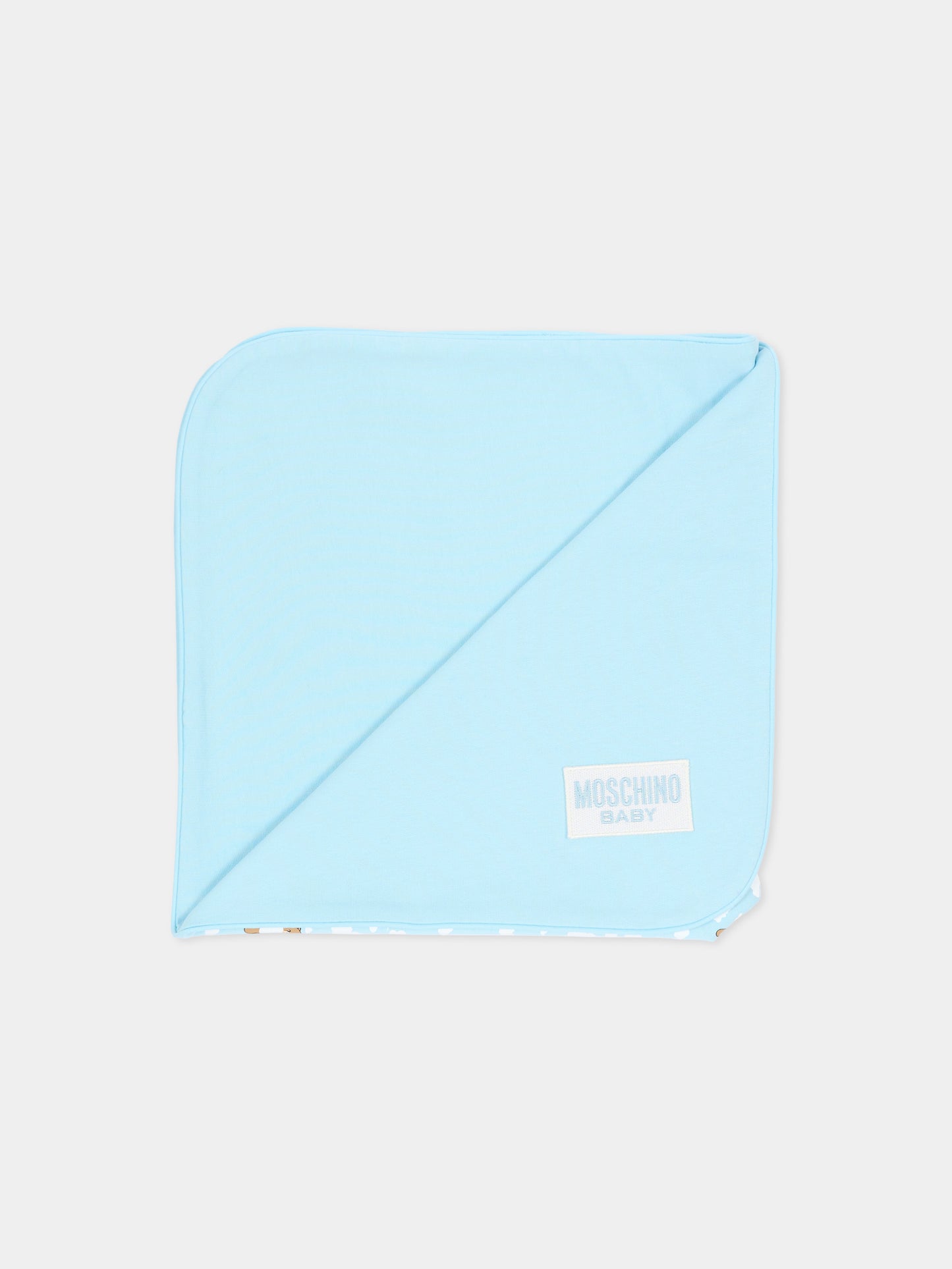 Coperta celeste per neonato con Teddy Bear,Moschino Kids,MRB00F LCA19 83679