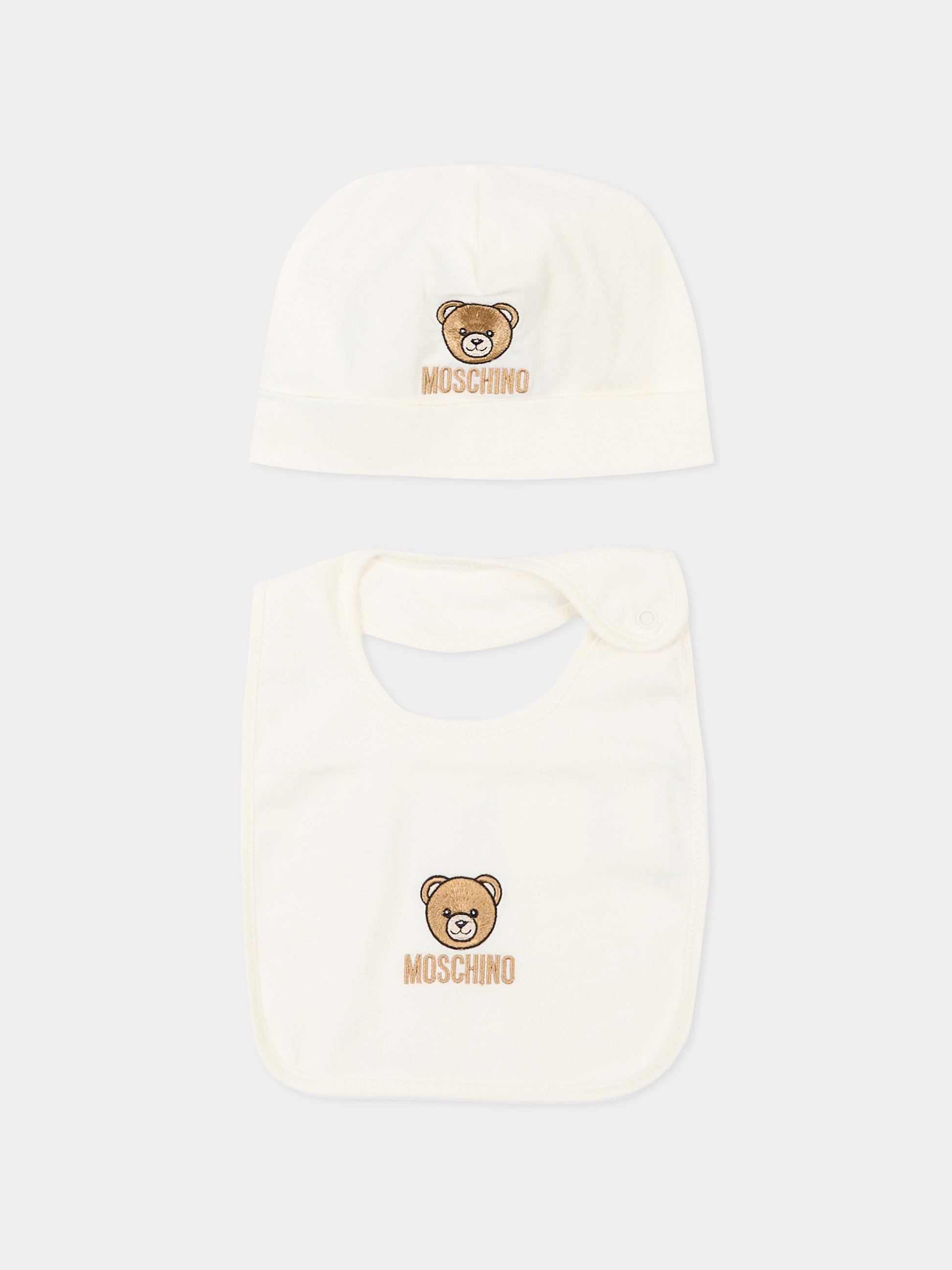 Set accessori avorio con teddy bear per neonati,Moschino Kids,MRY03E LAA23 10063