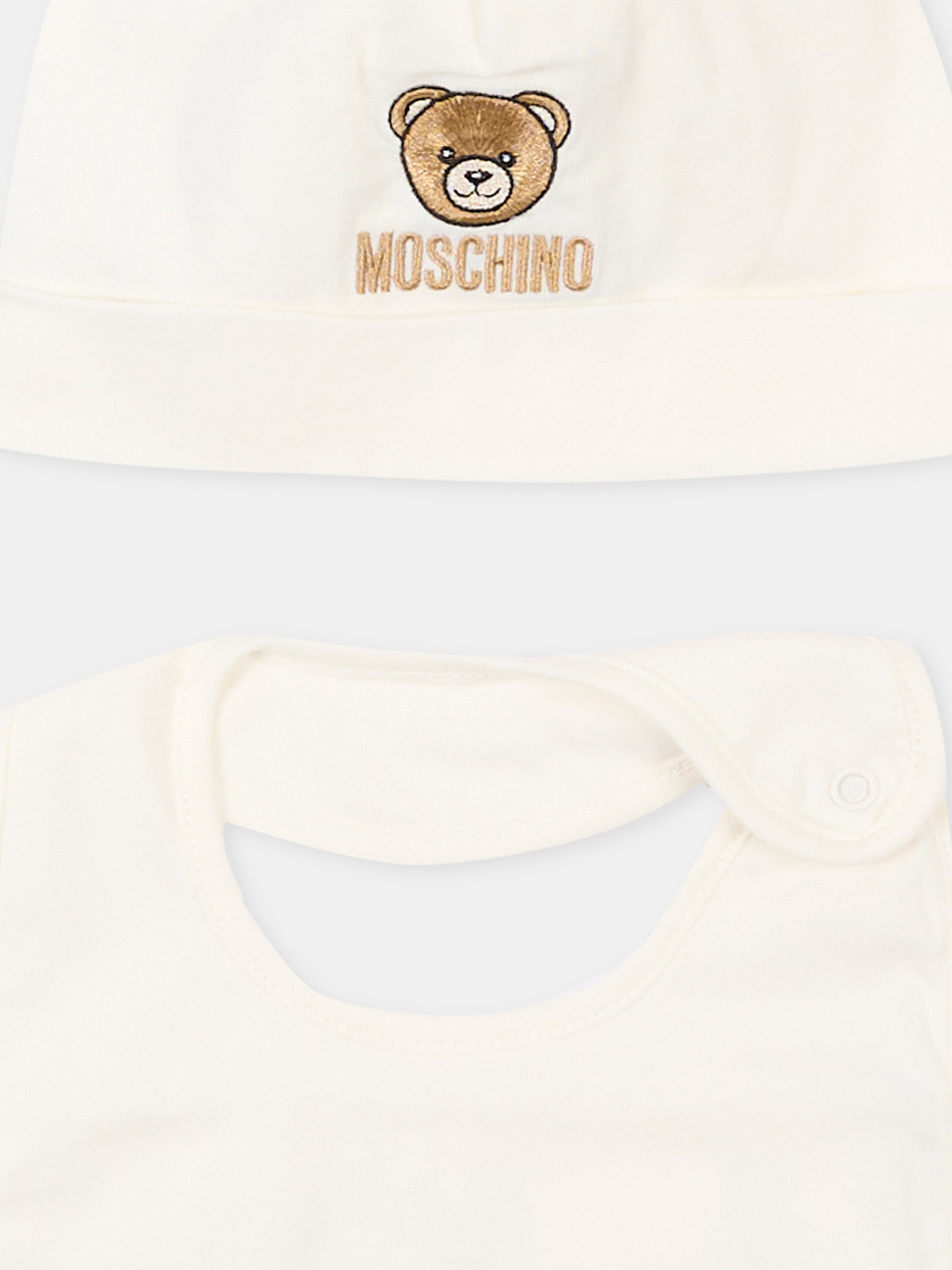 Set accessori avorio con teddy bear per neonati,Moschino Kids,MRY03E LAA23 10063
