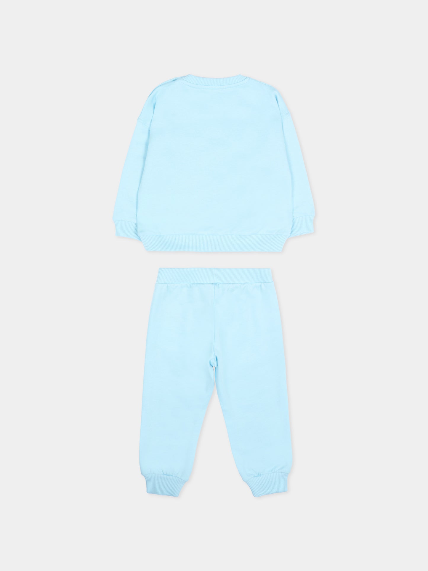 Completo sportivo celeste per neonato con Teddy Bear,Moschino Kids,MSK039 LCA19 40304