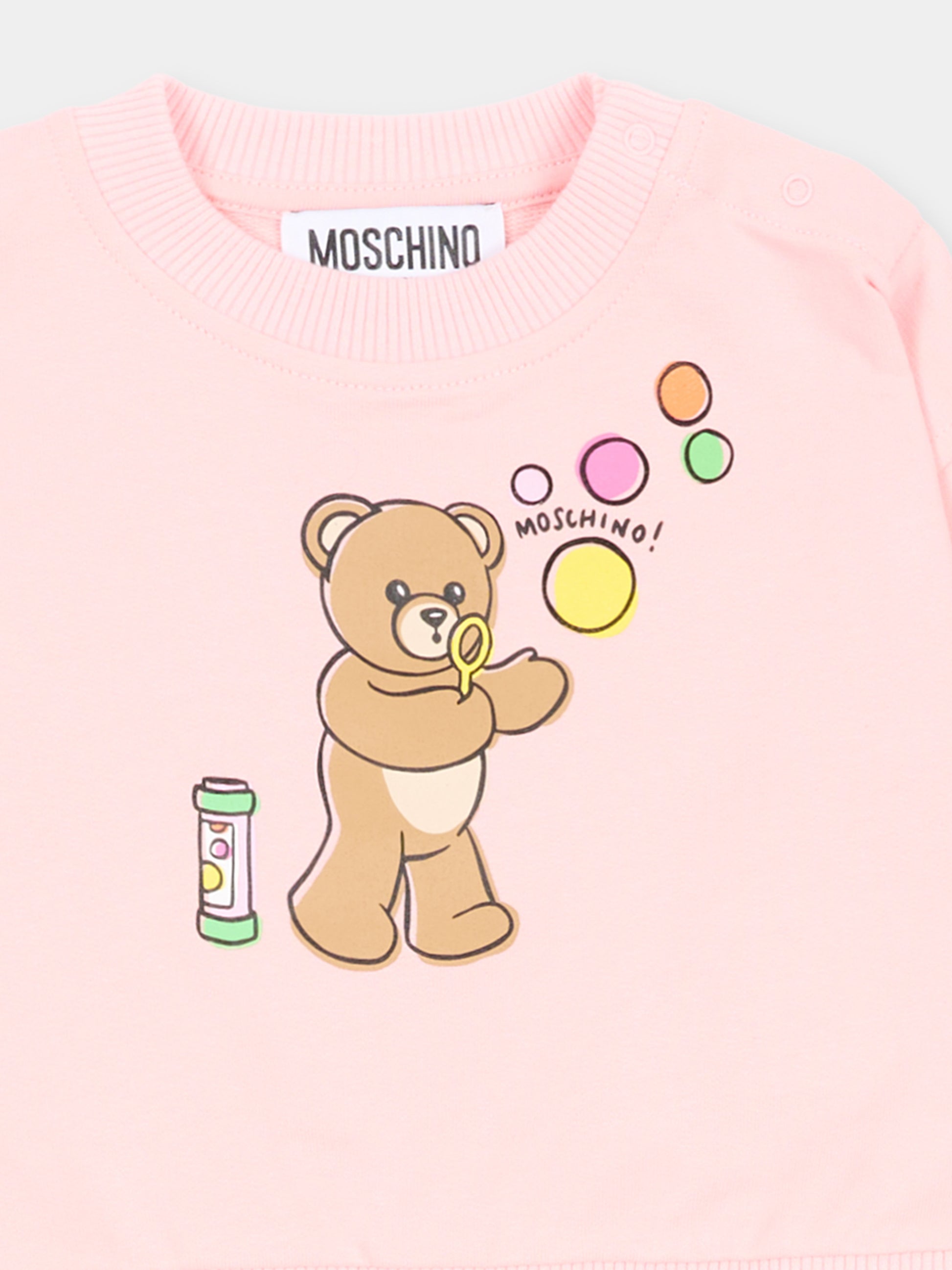Completo sportivo rosa per neonata con Teddy Bear,Moschino Kids,MSK039 LCA19 50209