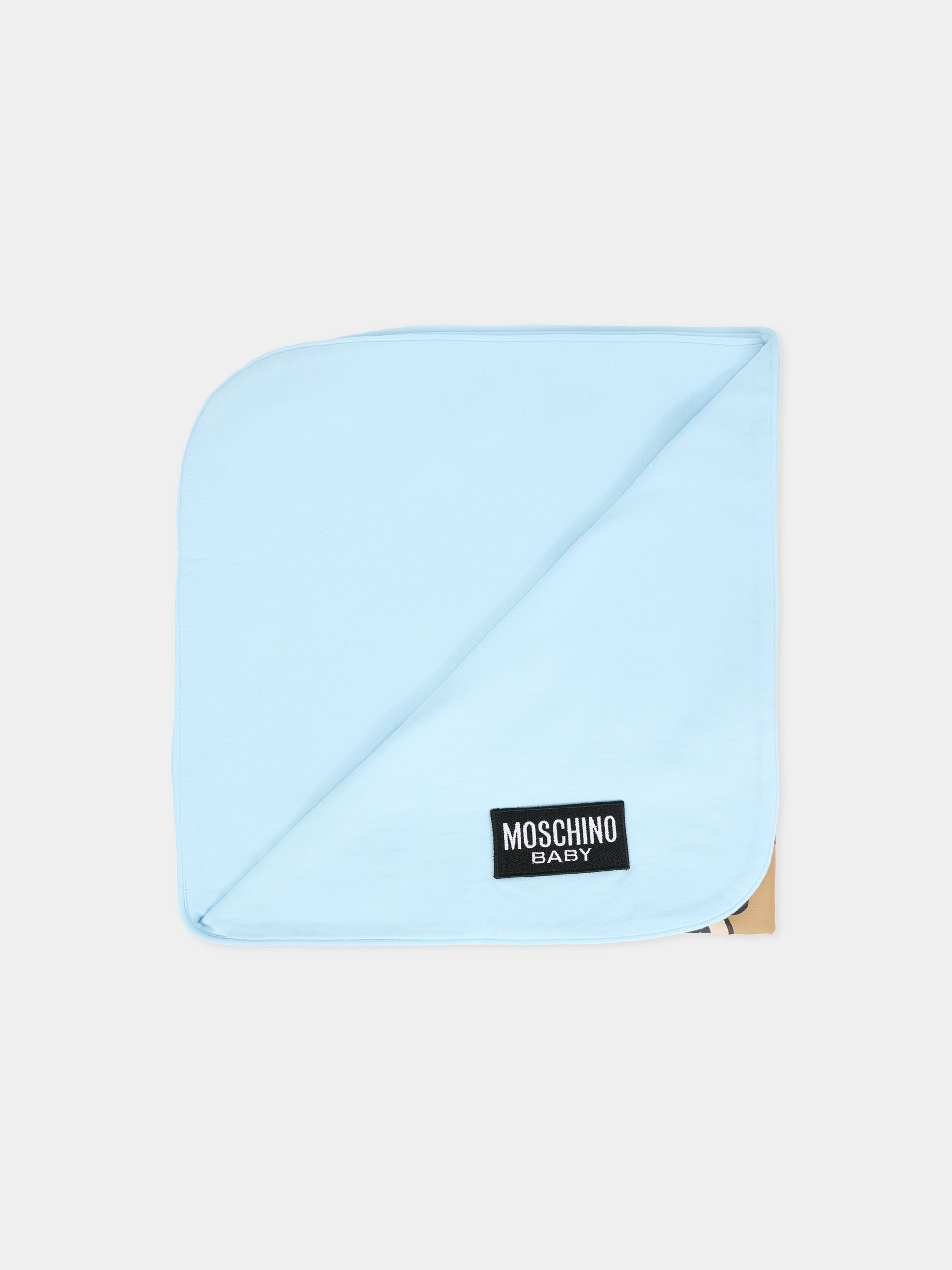 Coperta celeste per neonato con Teddy Bear,Moschino Kids,MUB00M LCA19 40304