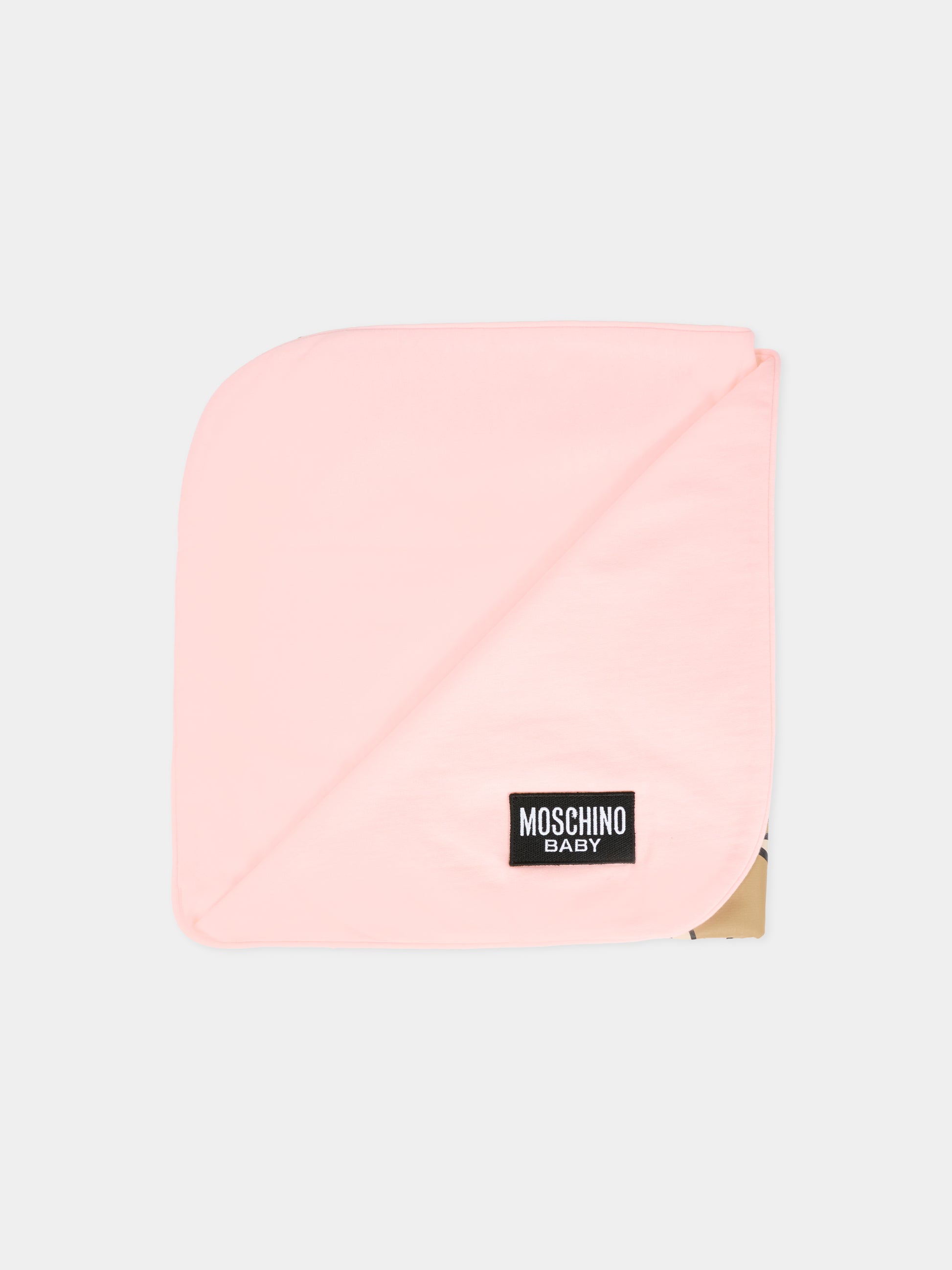 Coperta rosa per neonata con Teddy Bear,Moschino Kids,MUB00M LCA19 50209