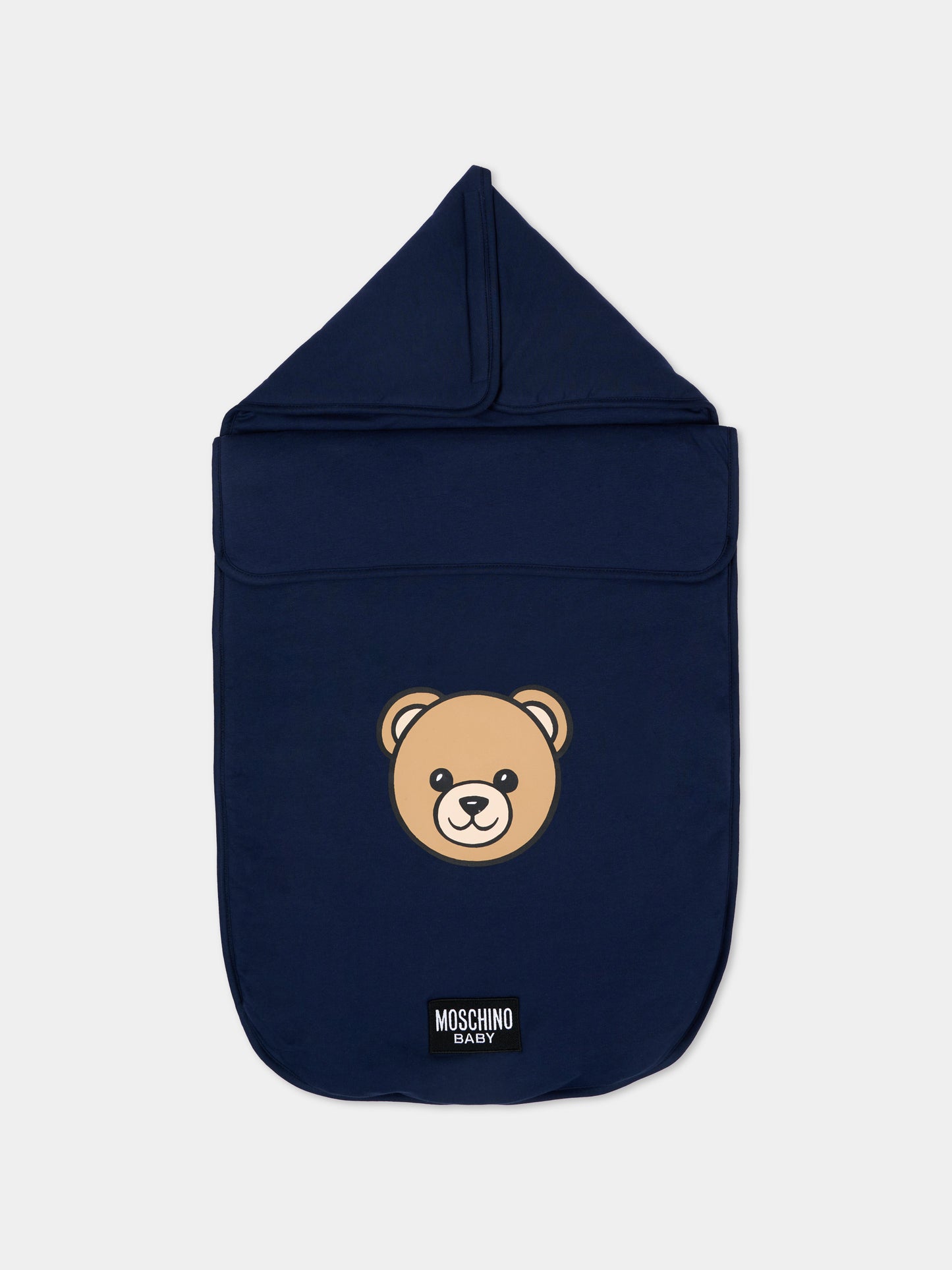 Sacco nanna blu per neonati con Teddy Bear,Moschino Kids,MUE00V LCA19 40016