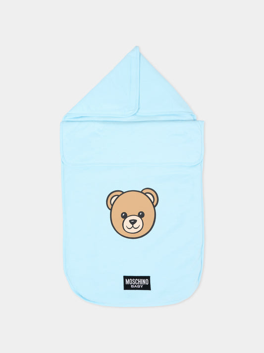 Sacco nanna celeste per neonato con Teddy Bear,Moschino Kids,MUE00V LCA19 40304
