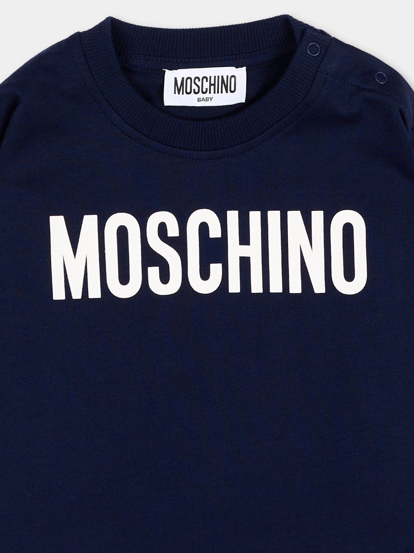 Felpa blu per neonati con logo,Moschino Kids,MUF06C LCA52 40016