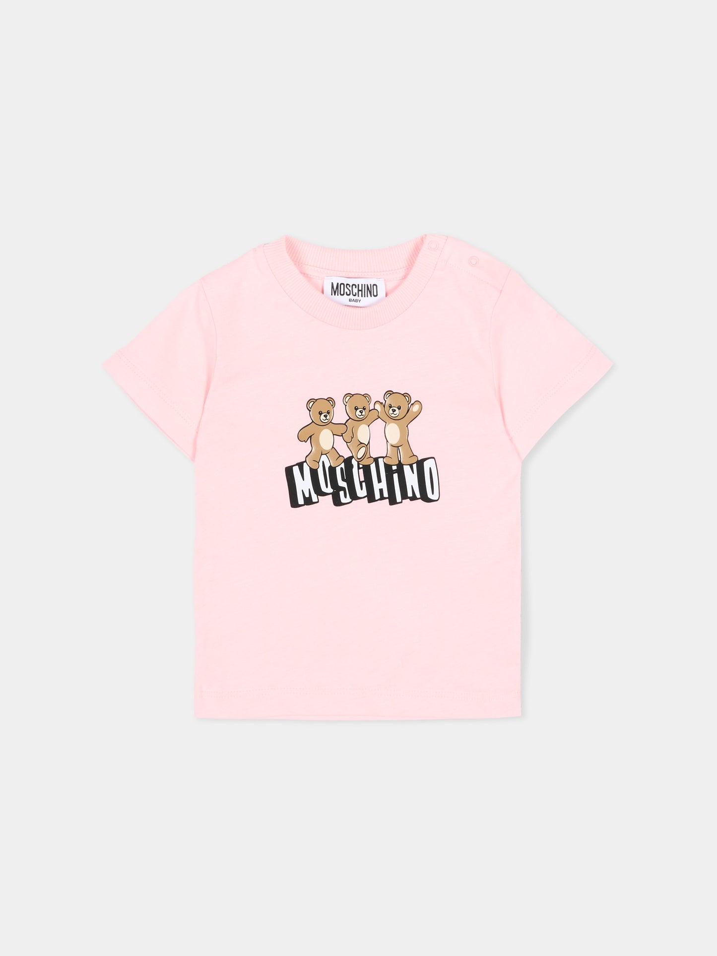 T-Shirt rosa per neonata con Teddy Bear,Moschino Kids,MUM04K LAA17 50209