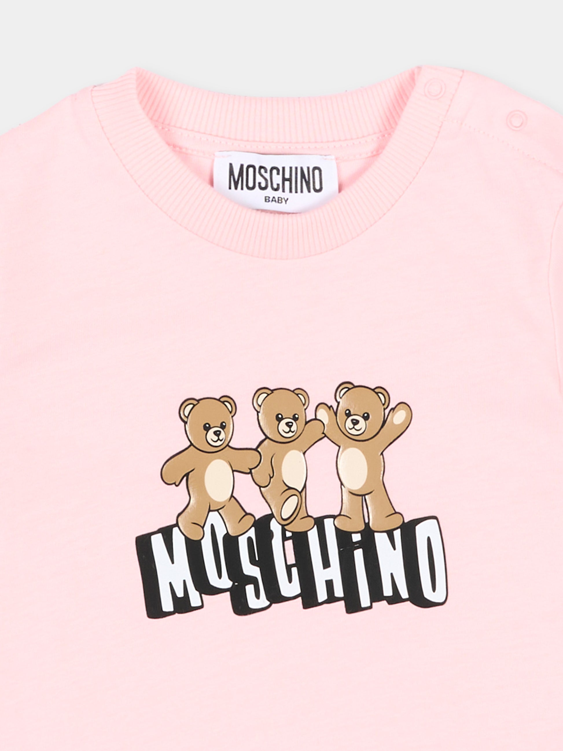 T-Shirt rosa per neonata con Teddy Bear,Moschino Kids,MUM04K LAA17 50209