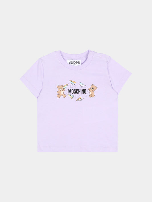 T-Shirt lilla per neonata con Teddy Bear,Moschino Kids,MUM04M LAA01 51683