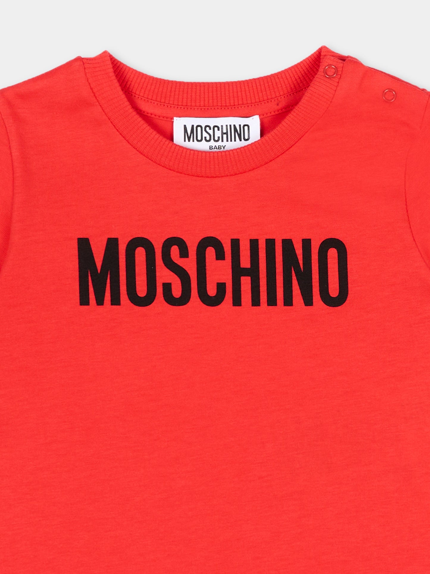 T-Shirt rossa per neonati con logo,Moschino Kids,MUM04U LAA02 50109