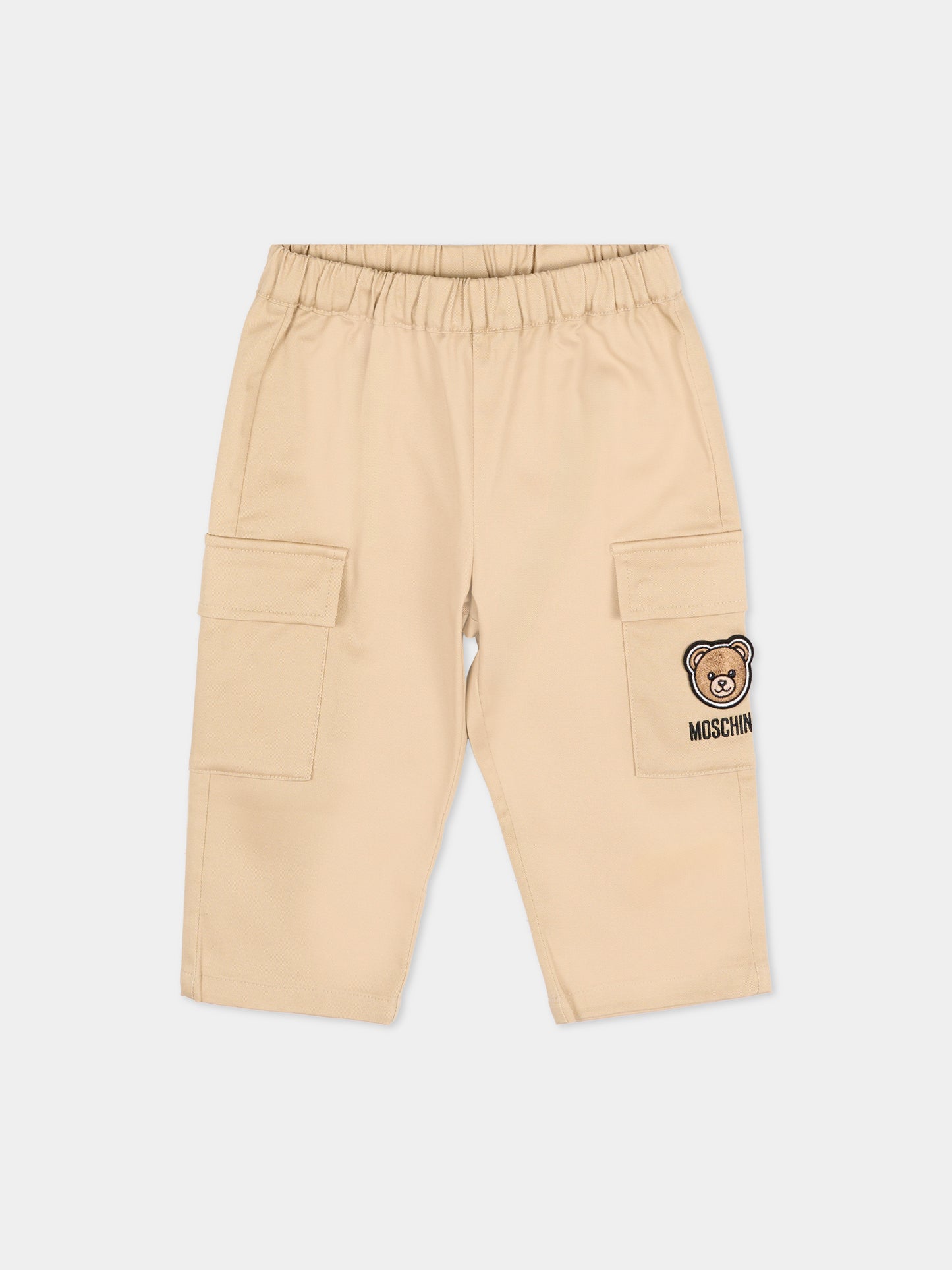 Pantalone beige per neonati con Teddy Bear,Moschino Kids,MUP05R LPA01 20829