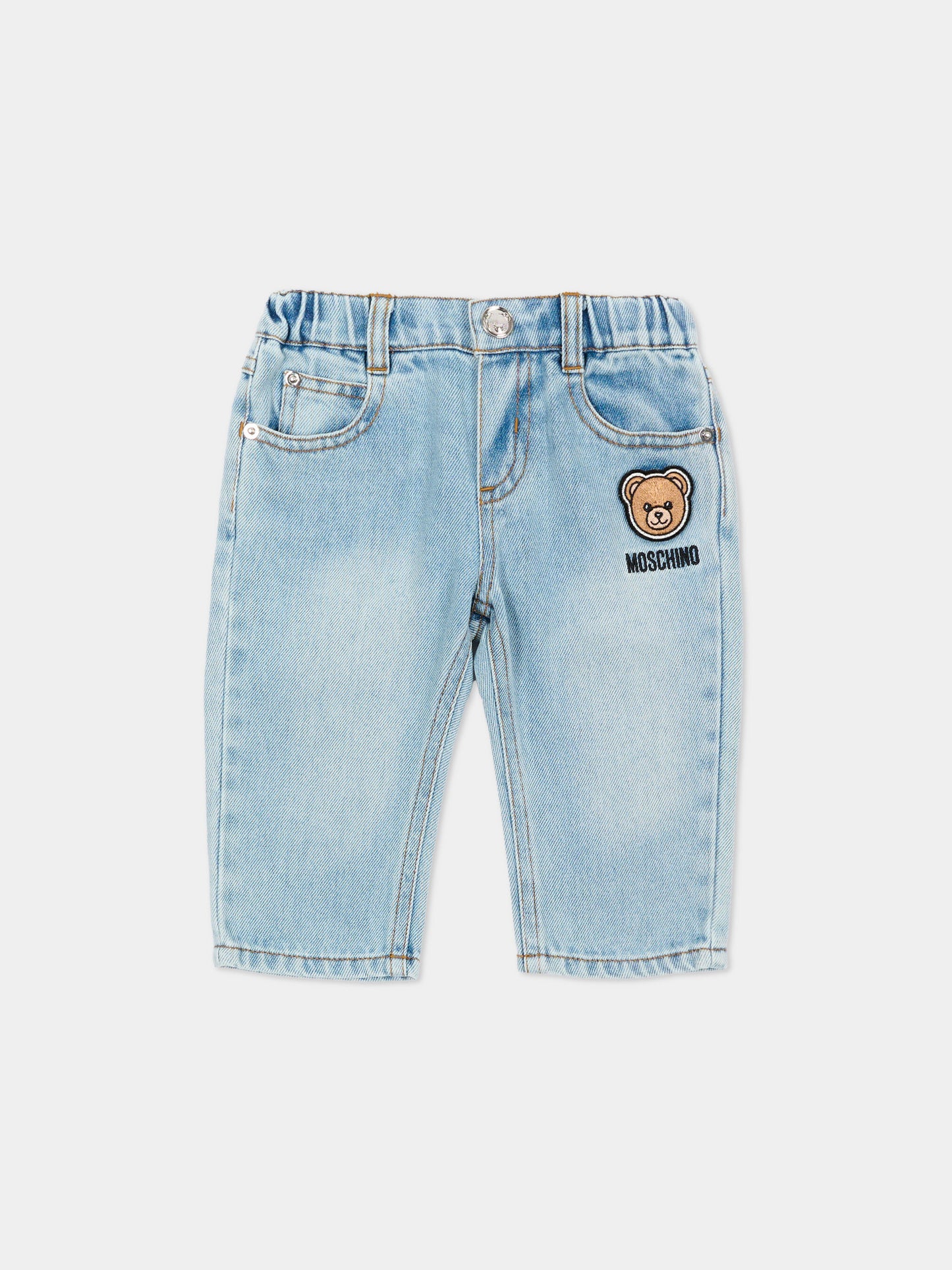 Jeans per neonati con Teddy Bear,Moschino Kids,MUP05T L0E34 41034