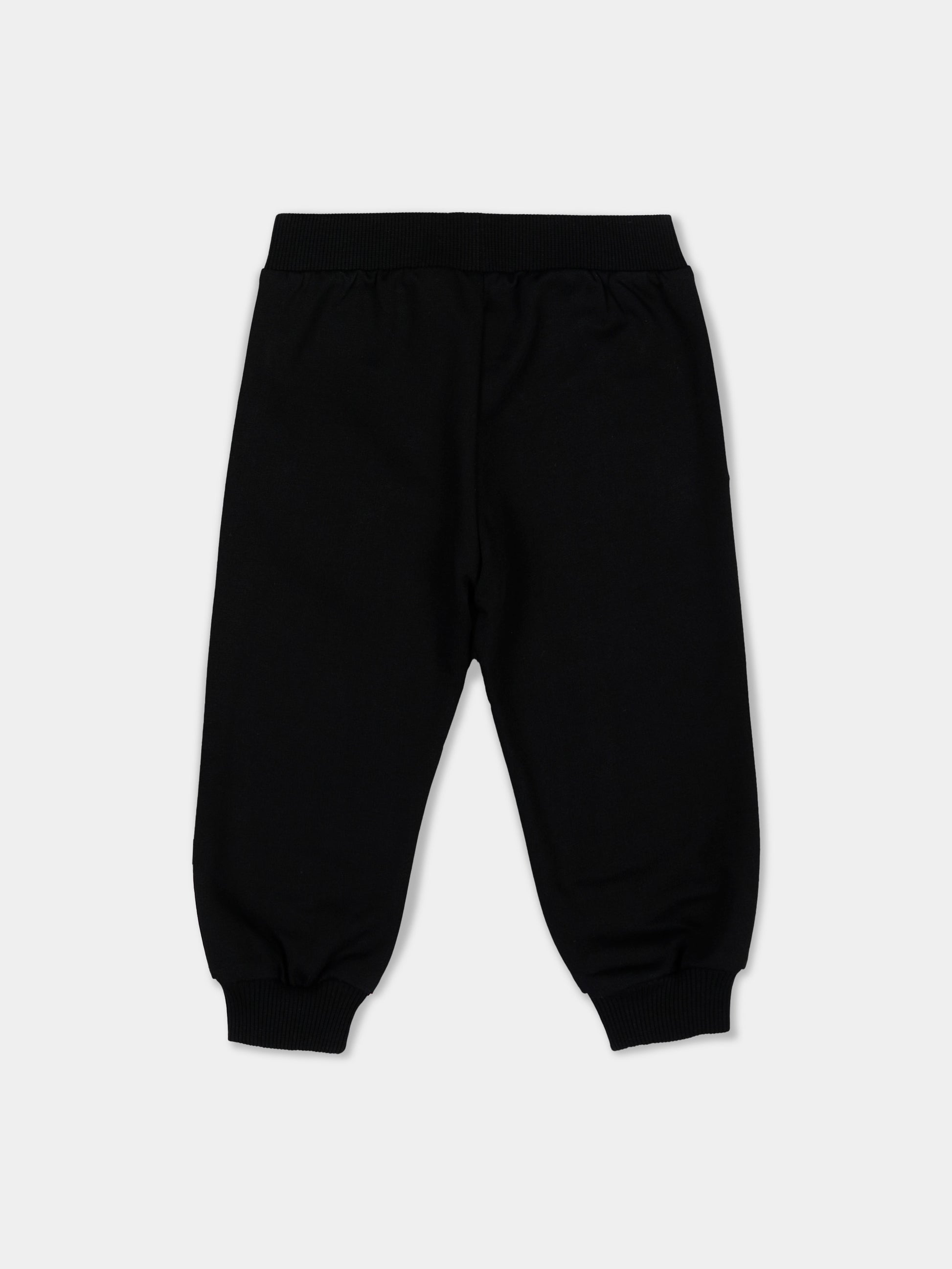 Pantalone sportivo nero per neonati con logo,Moschino Kids,MUP05W LCA19 60100