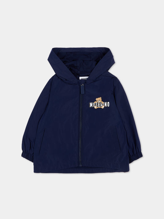 Impermeabile blu per neonati con Teddy Bear,Moschino Kids,MUS033 L3A39 40016