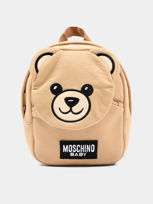 Zaino beige per neonati con Teddy Bear,Moschino Kids,MUX05Q LCA26 20351