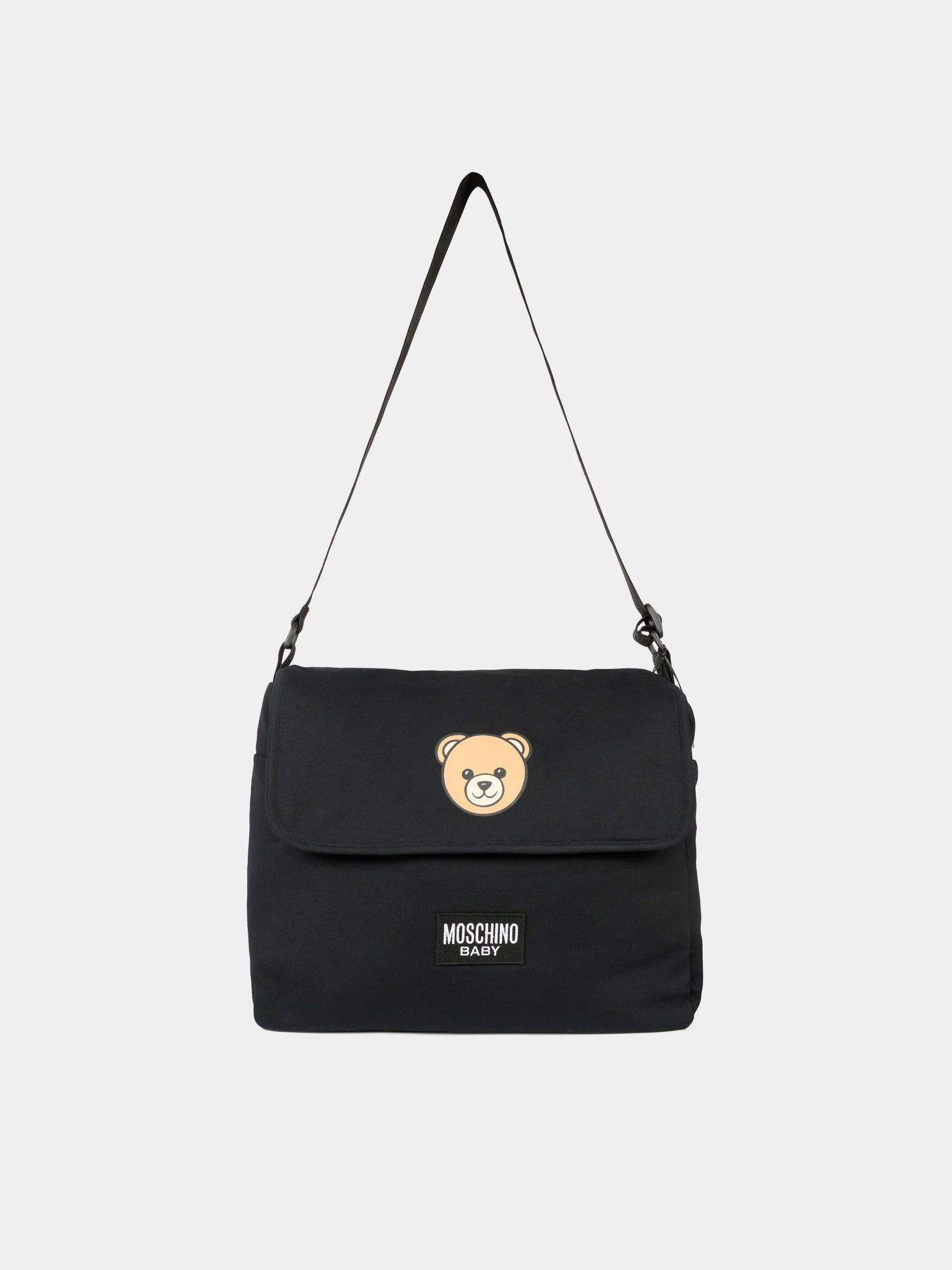 Borsa mamma nera per neonati con Teddy Bear e logo,Moschino Kids,MUX05V LCA19 60100