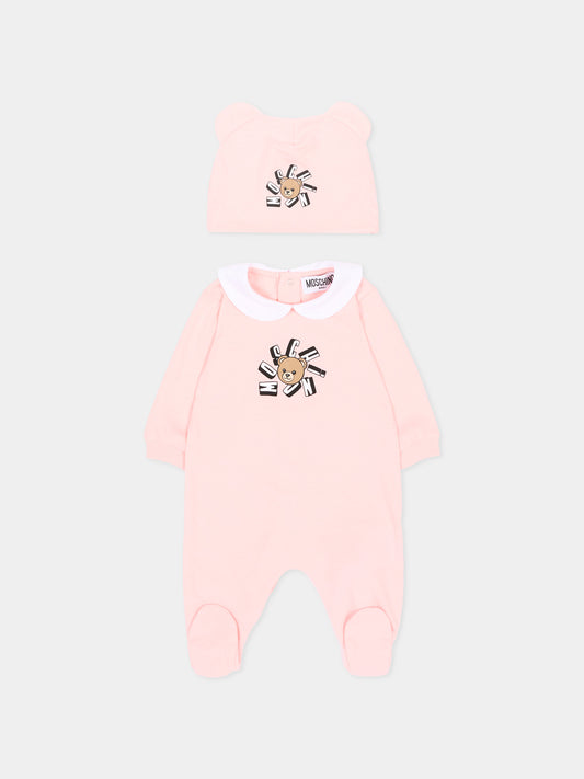Set tutina rosa per neonata con Teddy Bear,Moschino Kids,MUY094 LAA02 50209