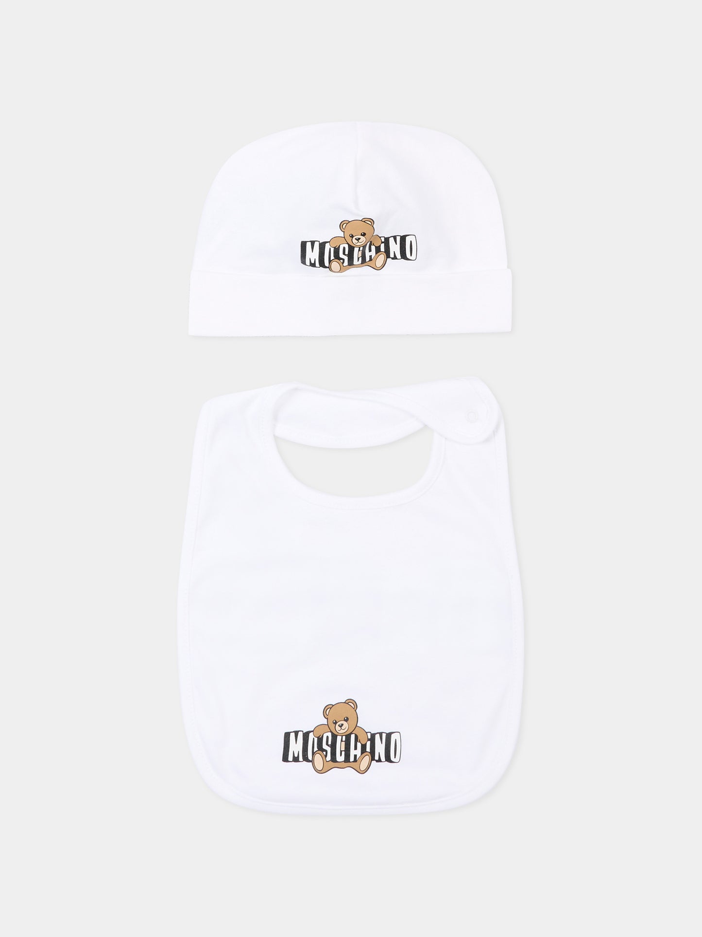 Set accessori bianco per neonati logo teddy,Moschino Kids,MUY095 LCA19 10101
