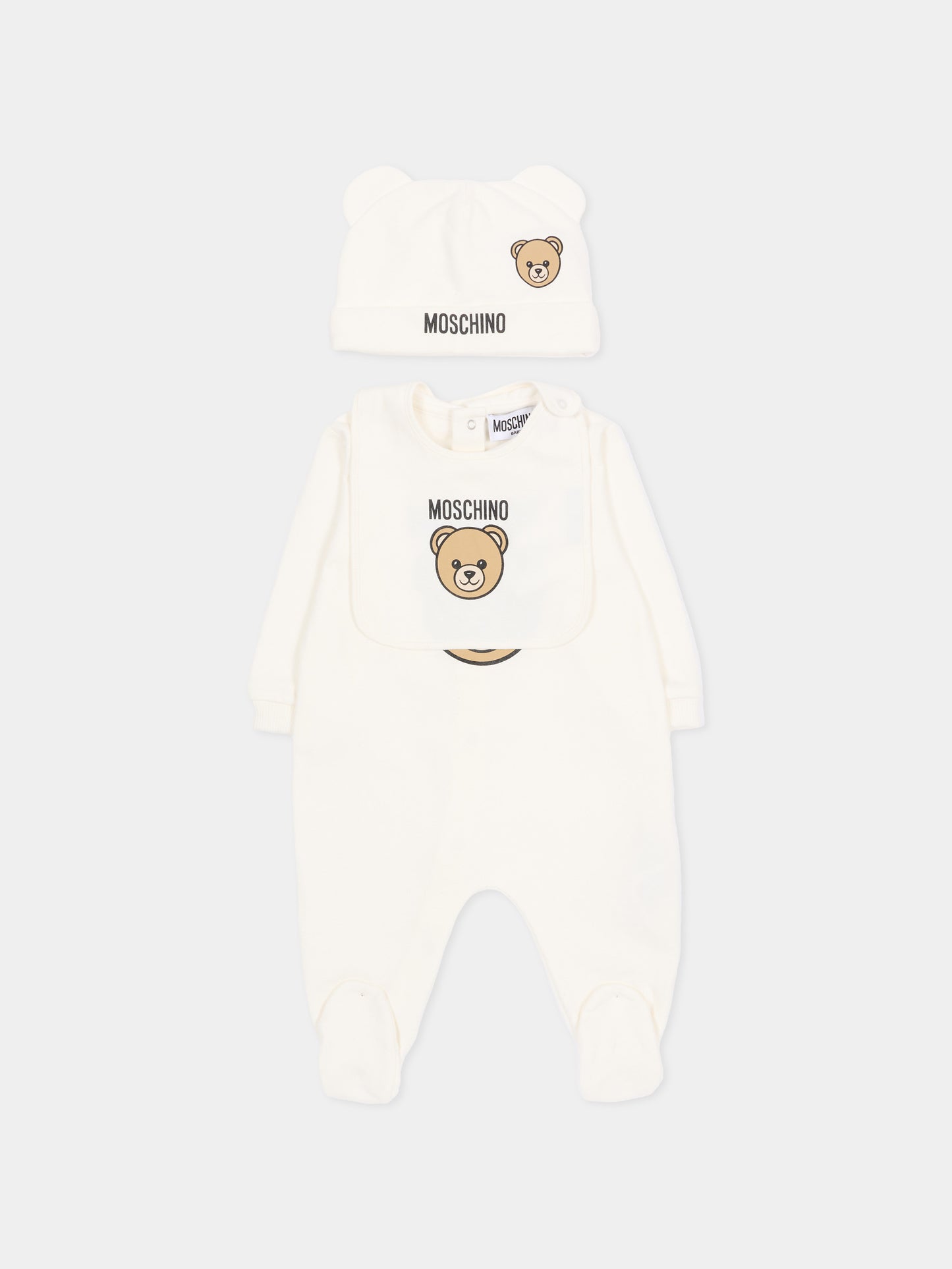 Set tutine avorio per neonati con Teddy Bear,Moschino Kids,MUY097 LCA19 10063