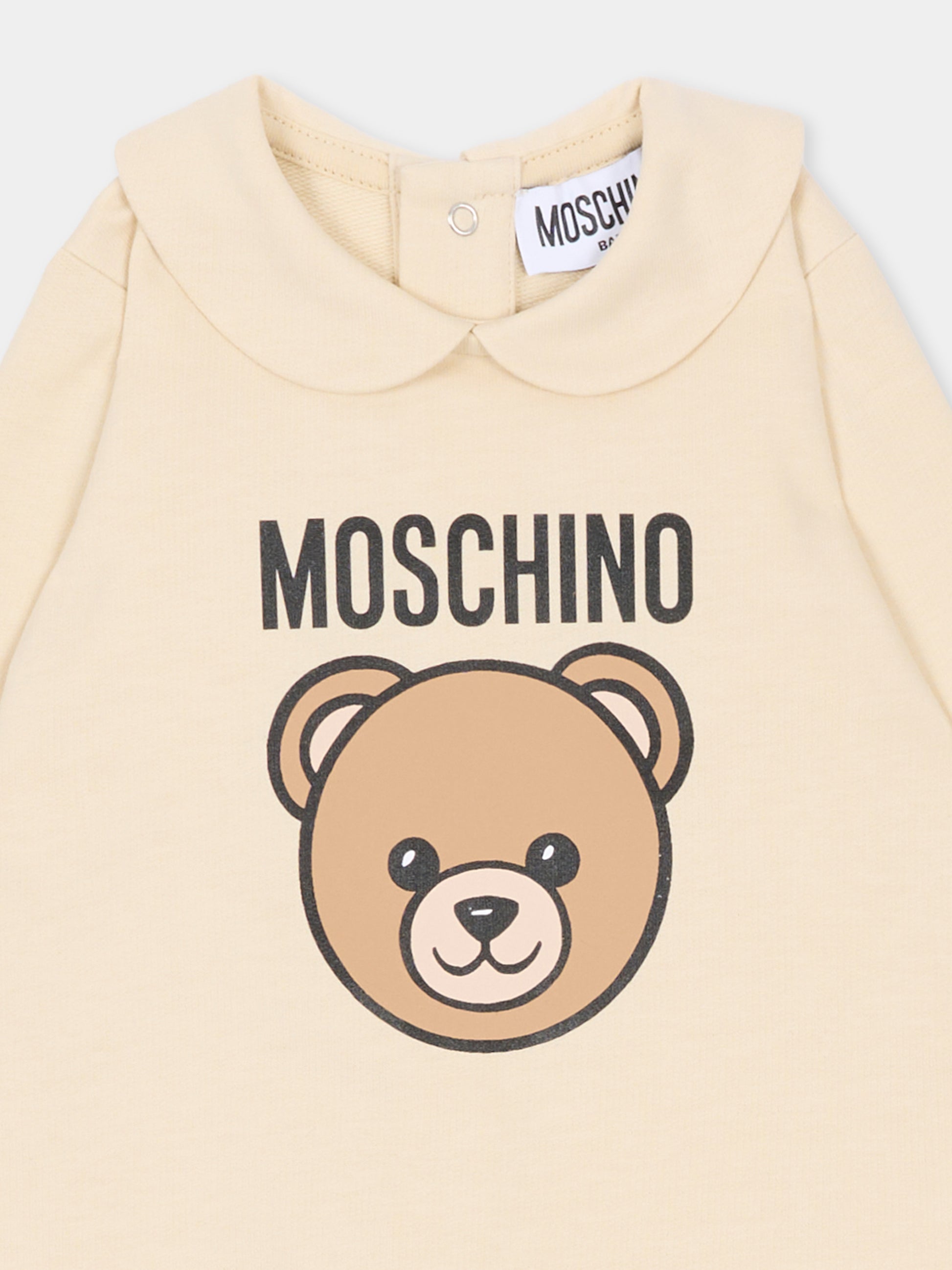 Tutina beige per neonati con Teddy Bear,Moschino Kids,MUY098 LCA19 20404