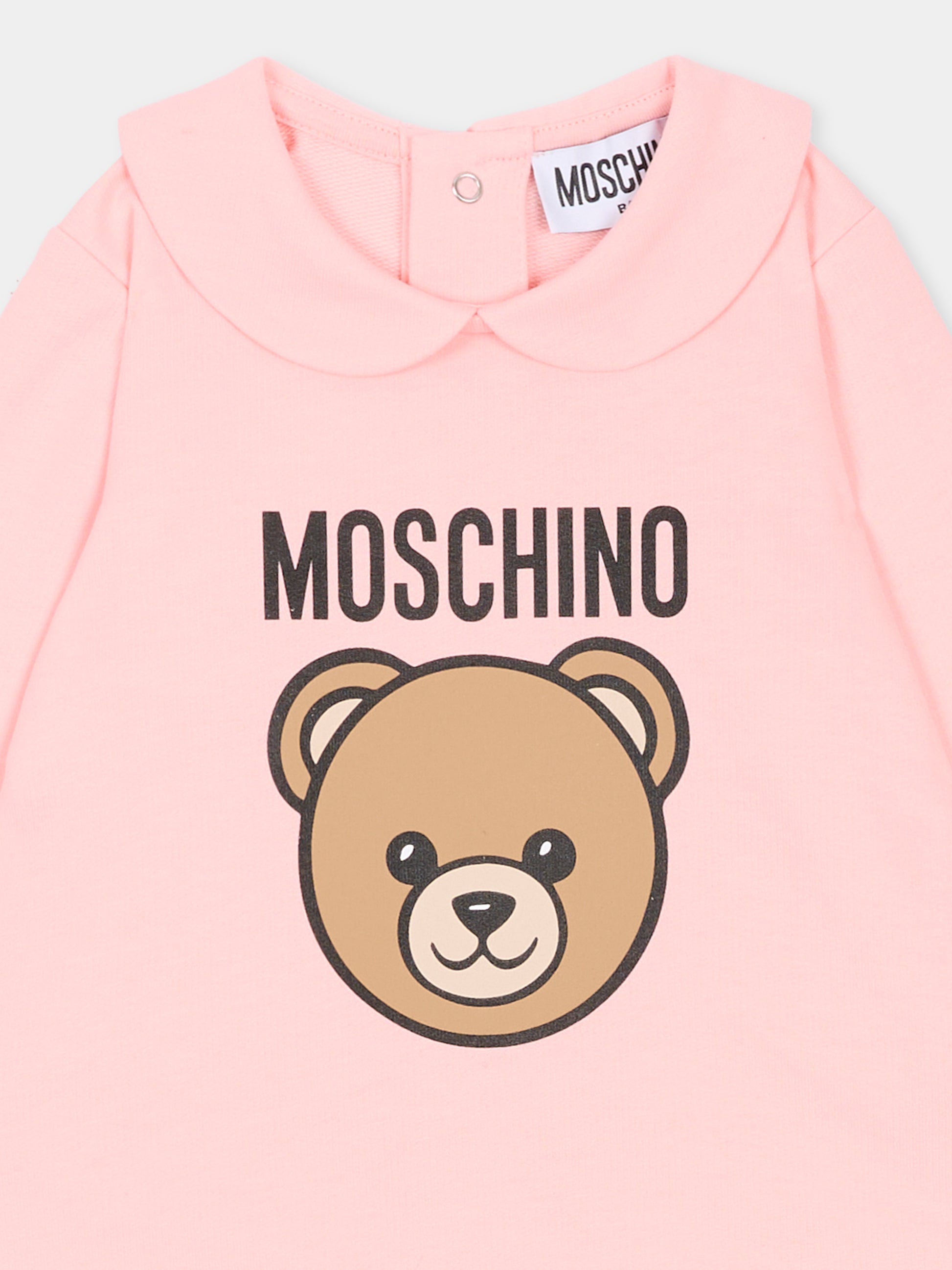Tutina rosa per neonata con Teddy Bear,Moschino Kids,MUY098 LCA19 50209