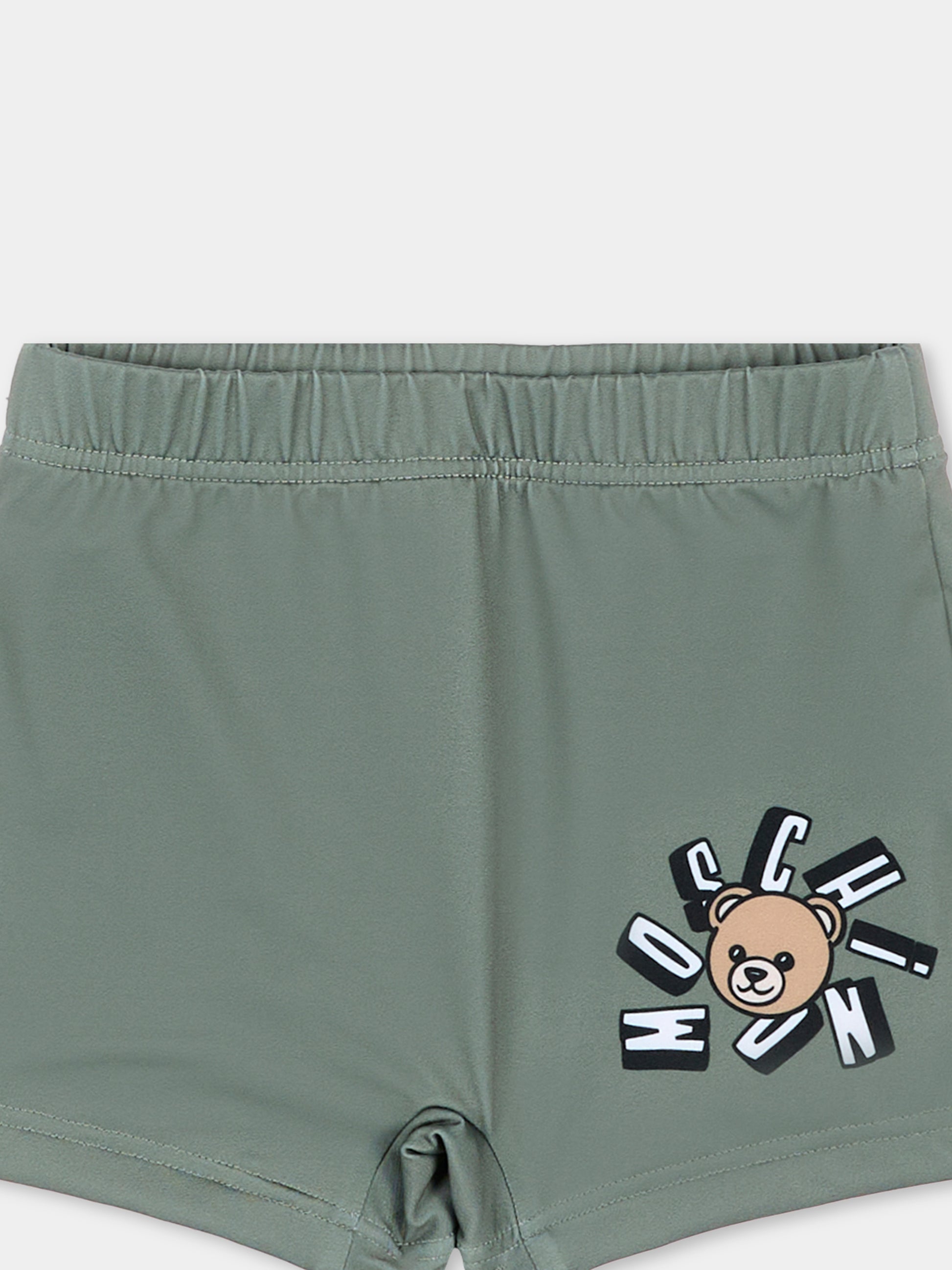 Boxer mare verde per neonato con logo,Moschino Kids,MXL006 LKA11 30037