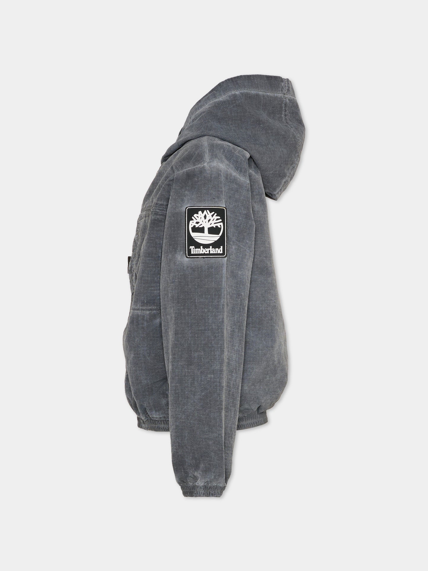Giacca a vento grigia per bambino con logo,Timberland,T60832 066