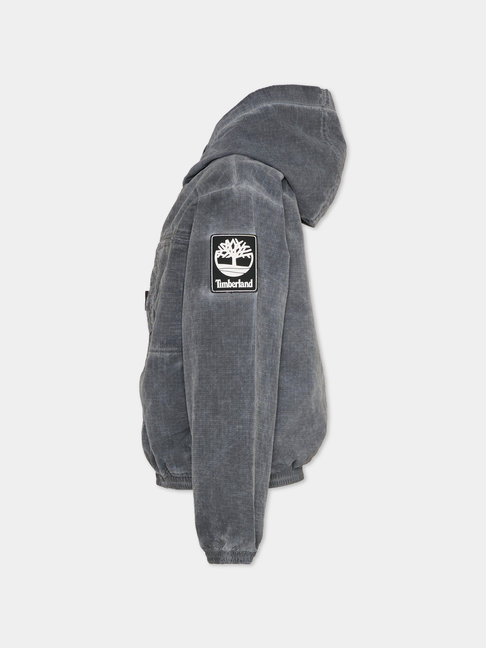 Giacca a vento grigia per bambino con logo,Timberland,T60832 066