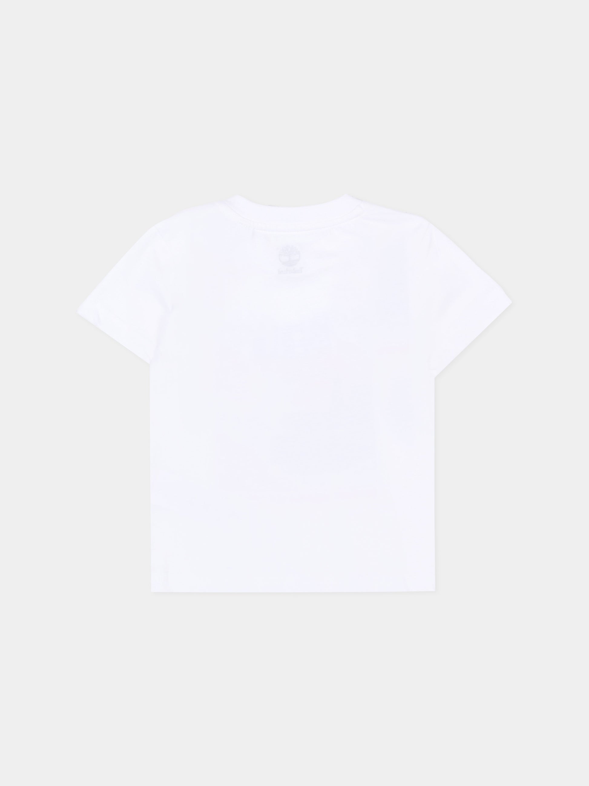 T-shirt bianca per neonato con stampa outdoor,Timberland,T60855 10P